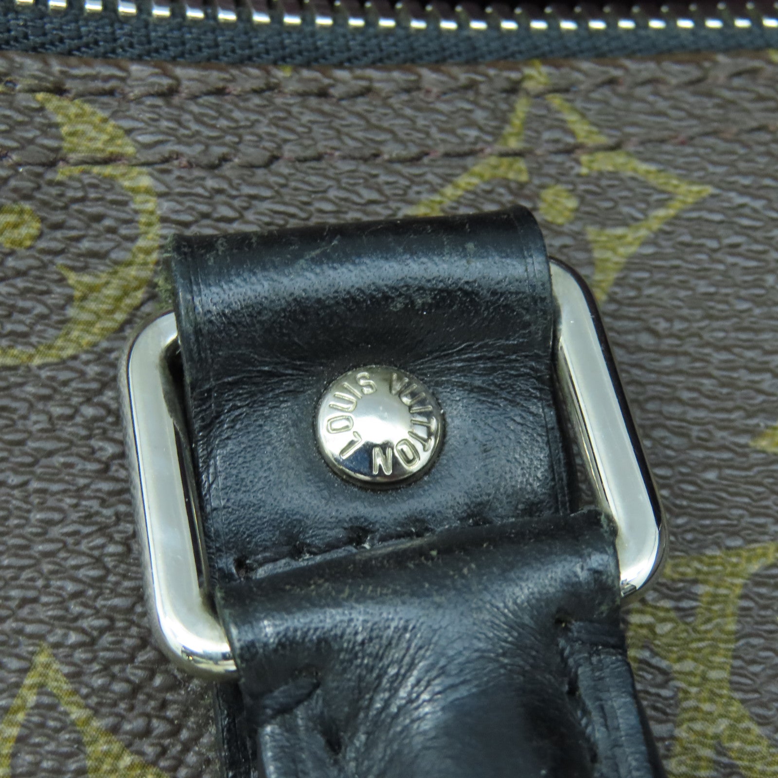 LOUIS VUITTON Monogram Macassar Keepall 45銀扣手挽肩背兩用袋黑色/啡色