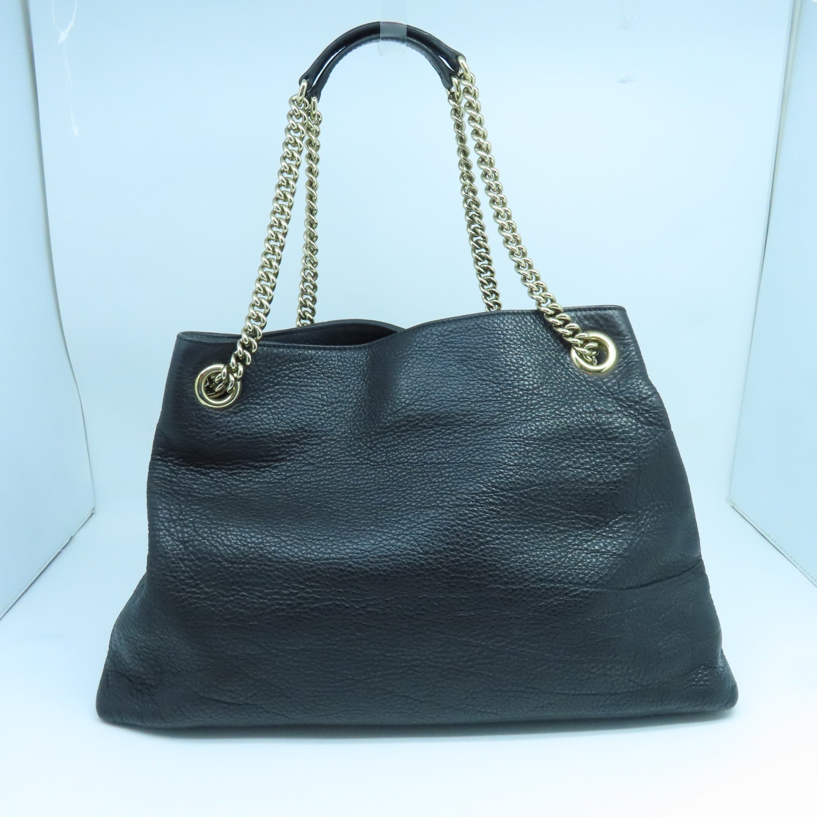 GUCCI 牛皮皮革Chain Shoulder金扣肩背袋黑色