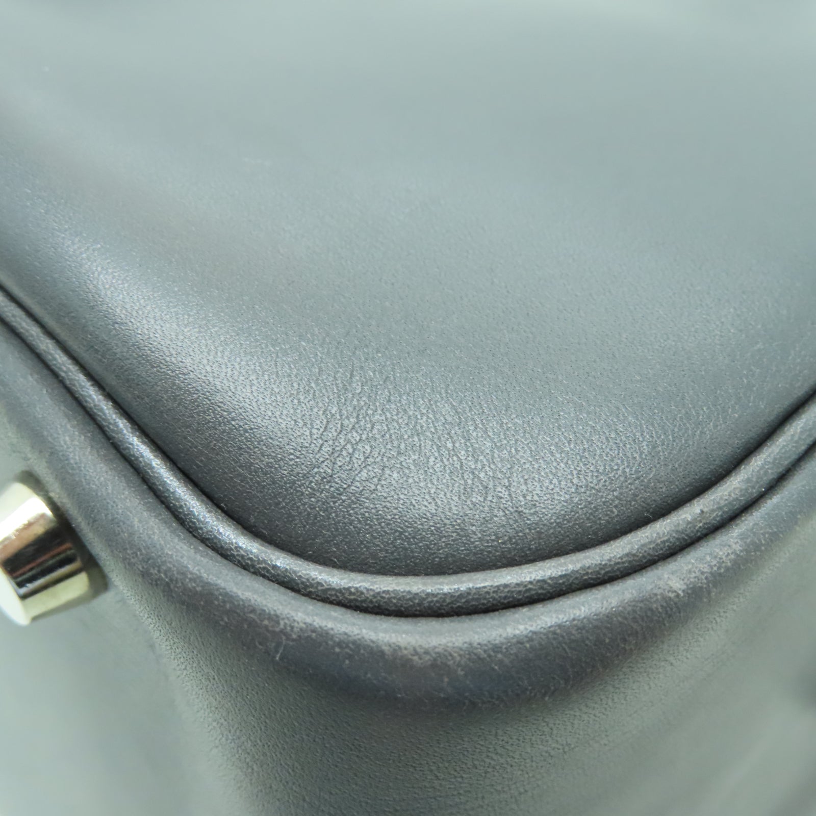 HERMES Box Calf皮革Plume 32銀扣手挽袋石墨灰色