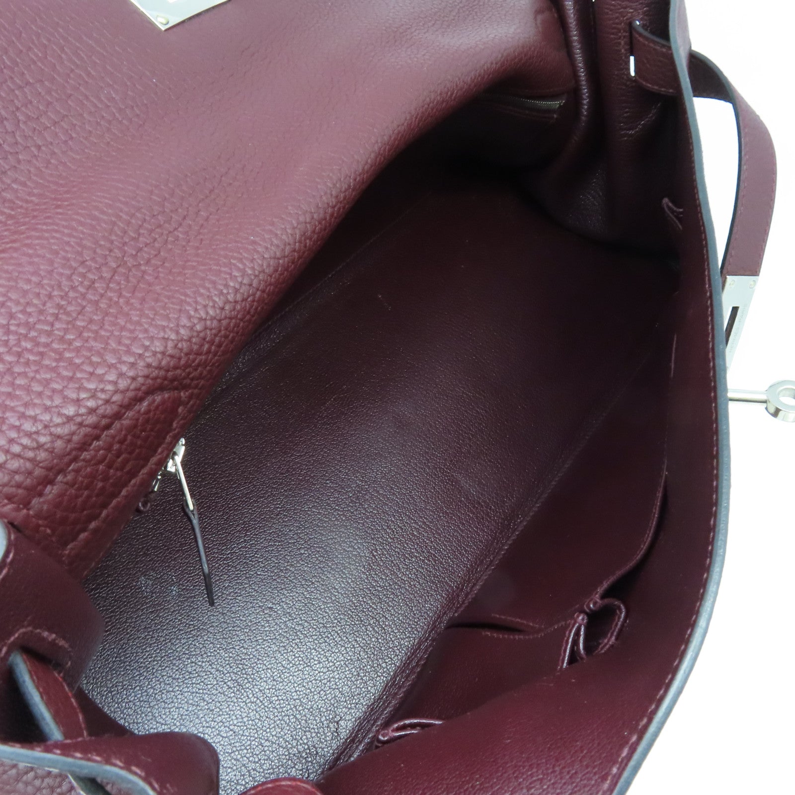 HERMES Clemence皮革Shoulder Kelly銀扣肩背袋啡色