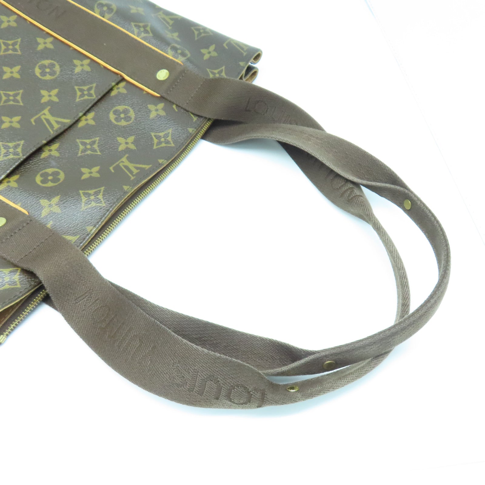 LOUIS VUITTON Monogram Beaubourg gold buckle handle bag brown