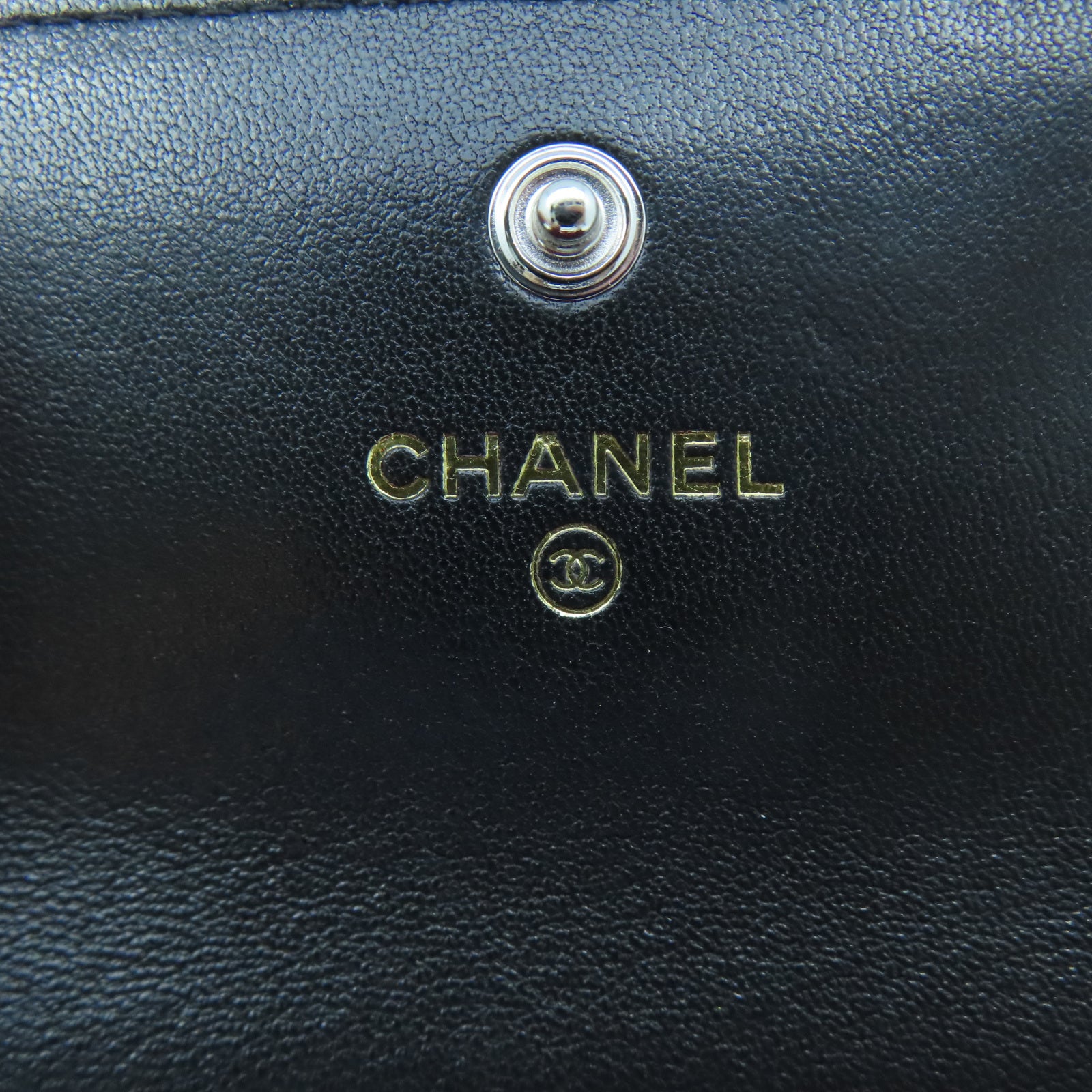 CHANEL 菱格羊皮皮革19 Card Case銀扣卡片包黑色