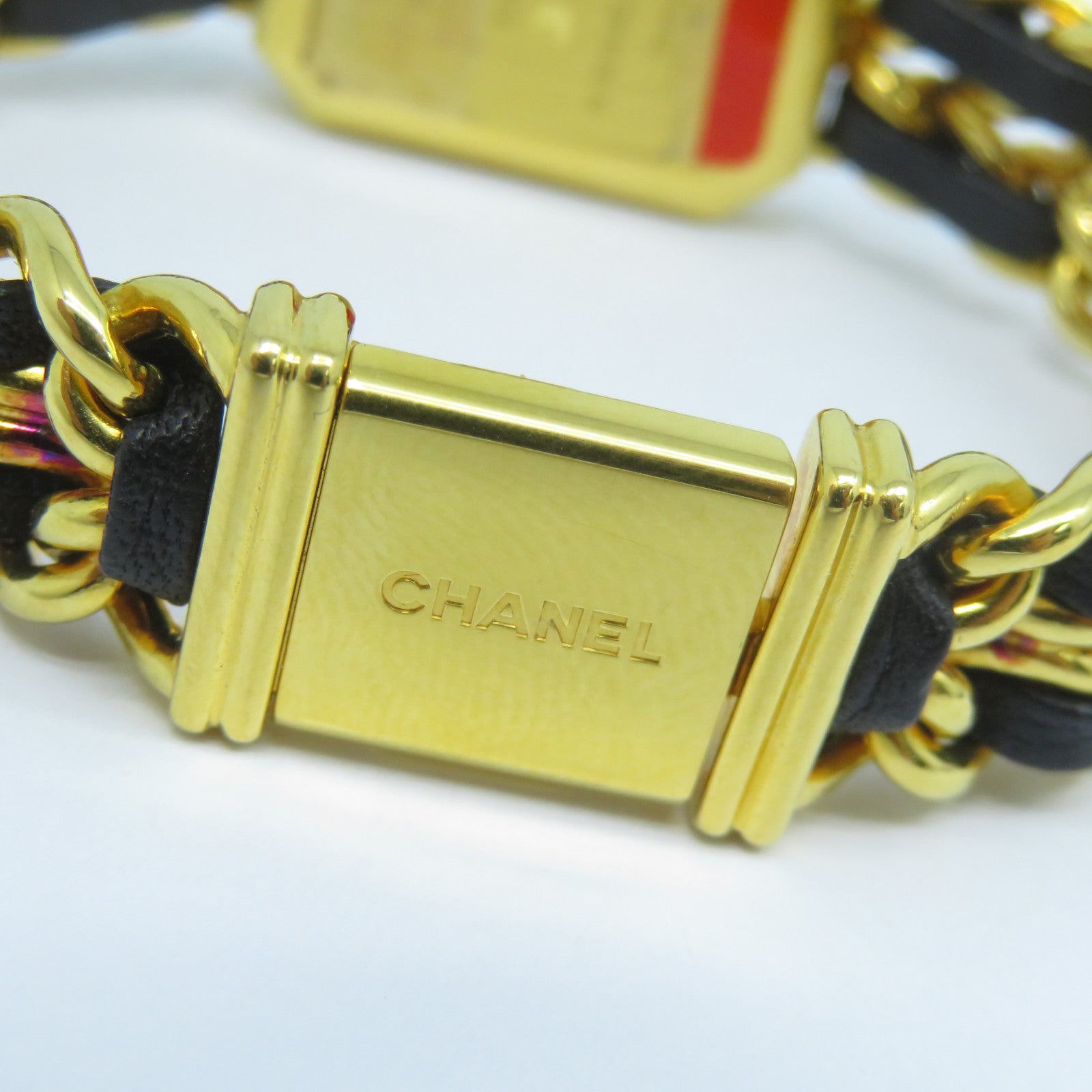 CHANEL Premiere M鍍金石英機芯手錶黑色/金色