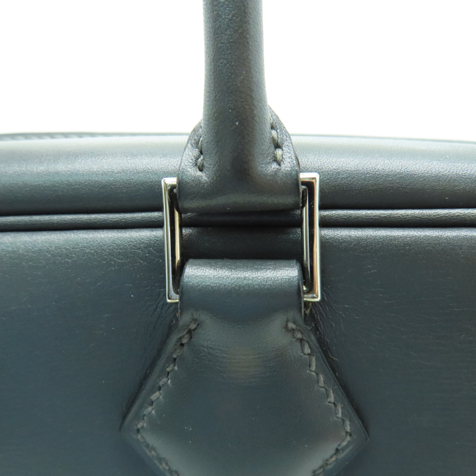 HERMES Box Calf皮革Plume 32銀扣手挽袋石墨灰色