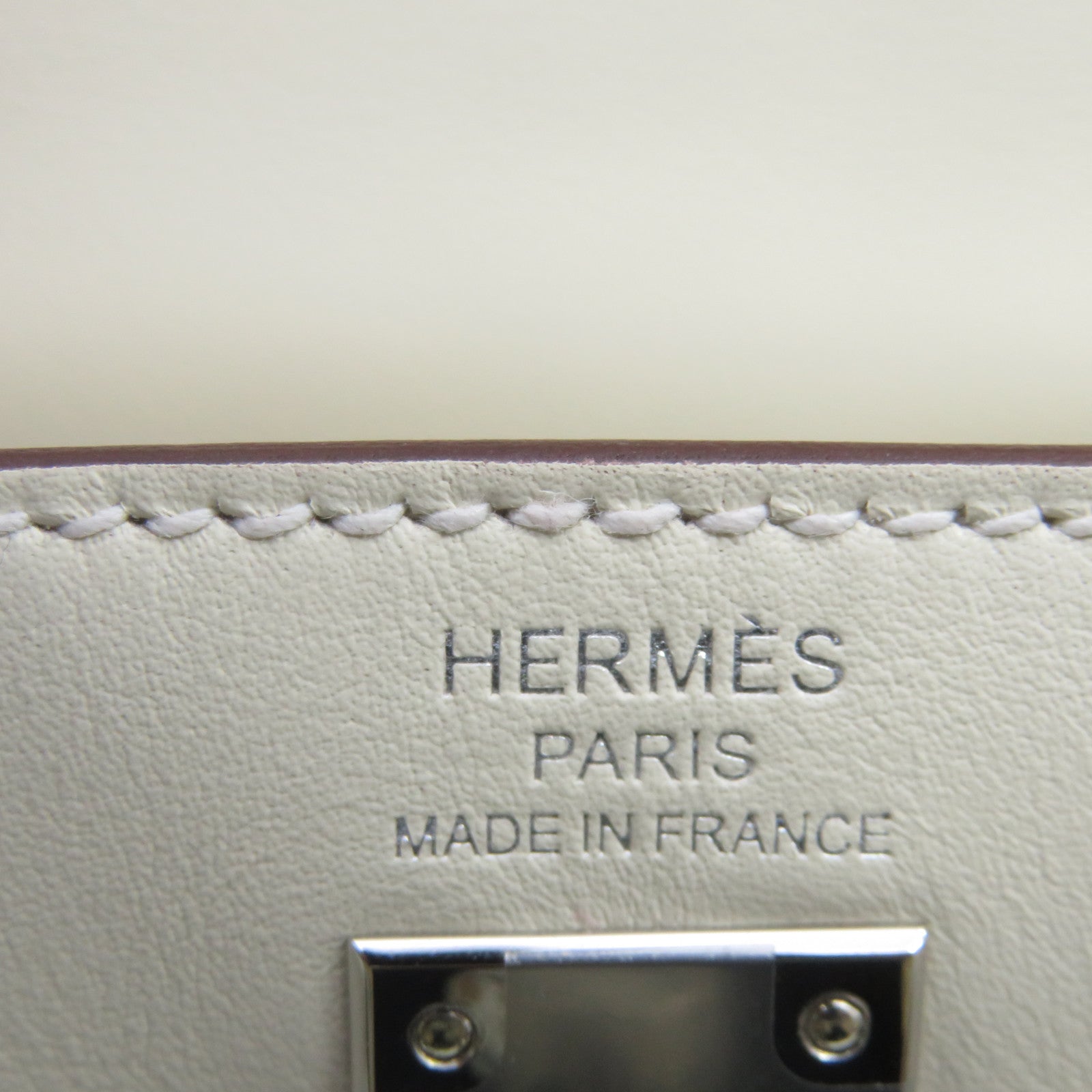 HERMES [Sharp Discount] Swift Leather Silver Buckle Kelly 25 in&amp;out Limited 2Way Shoulder Handle Shoulder Bag Off-White