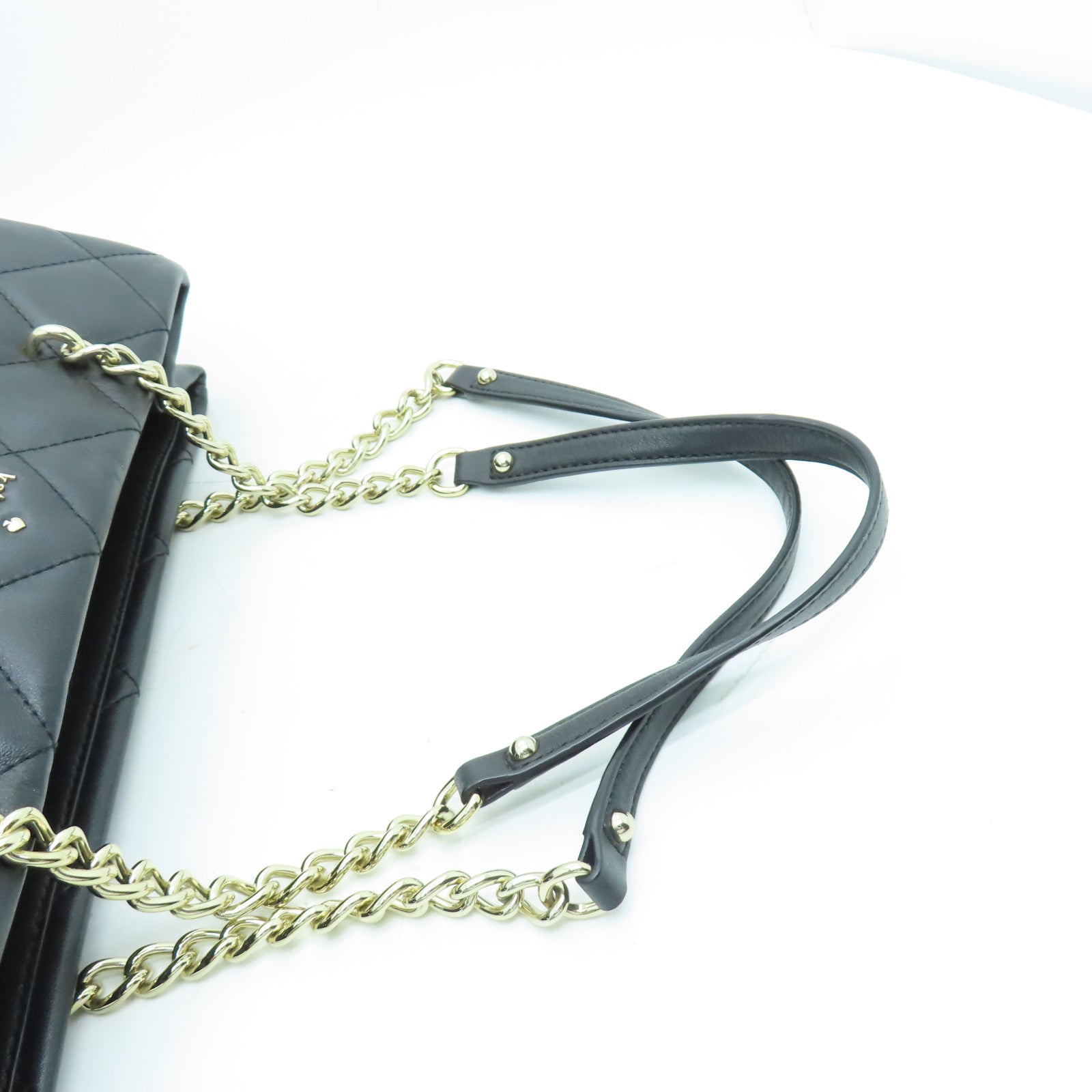 Kate Spade 【激減優惠】牛皮皮革Tote Bag銀扣鏈帶肩背袋黑色