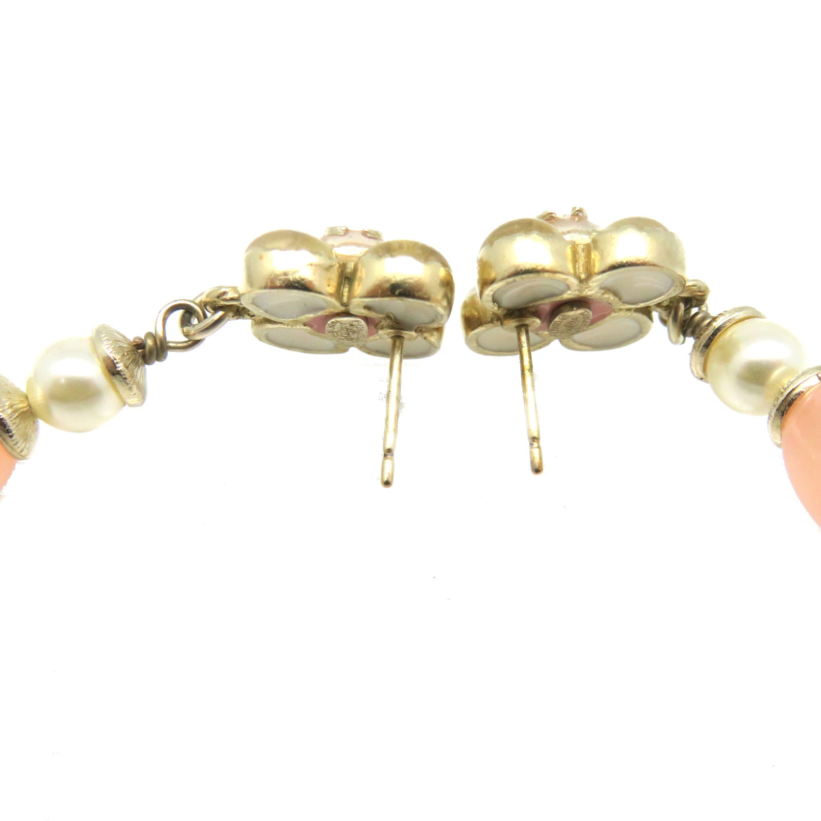 CHANEL 金屬/PCV/仿珍珠Earrings耳環粉紅色/米白色