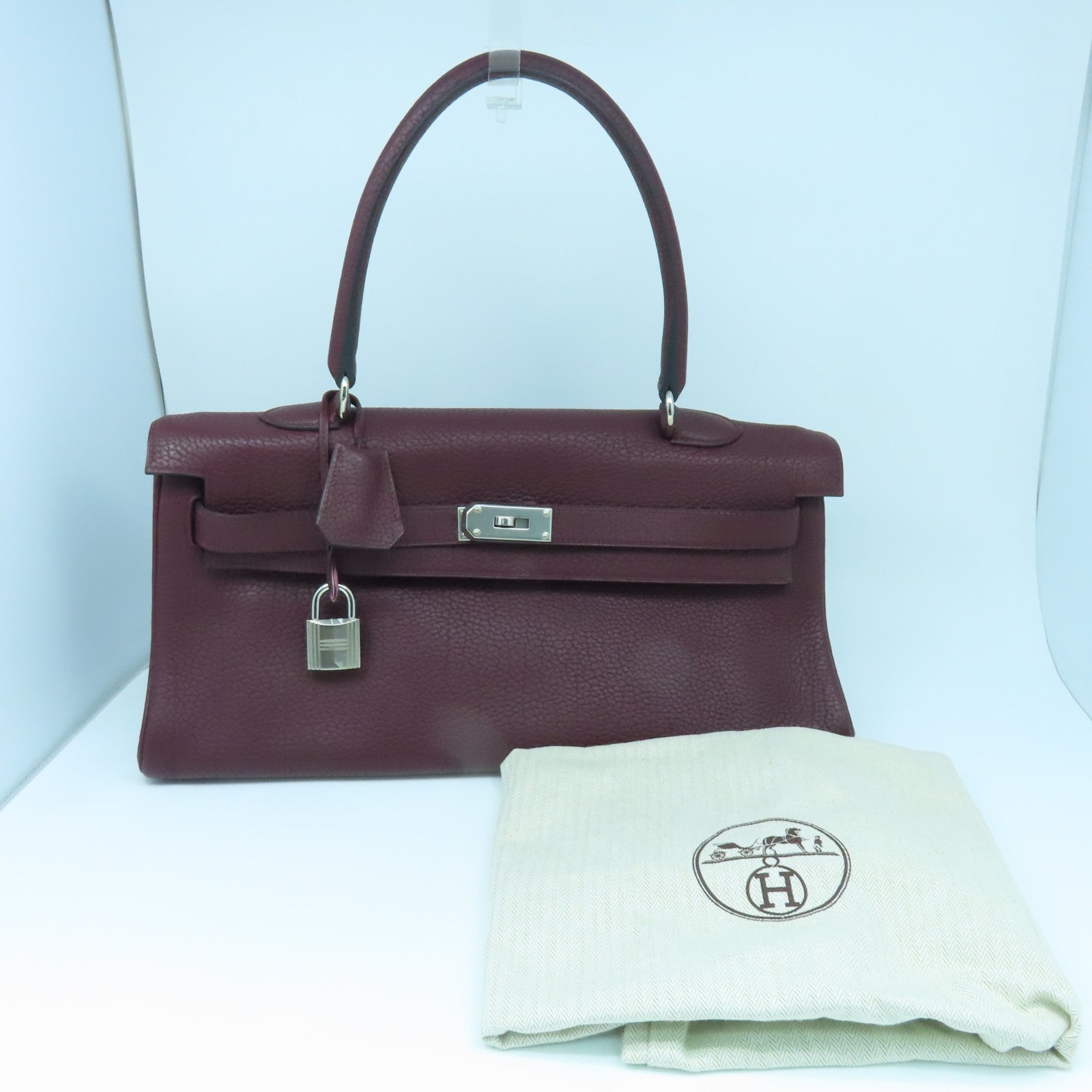 HERMES Clemence皮革Shoulder Kelly銀扣肩背袋啡色