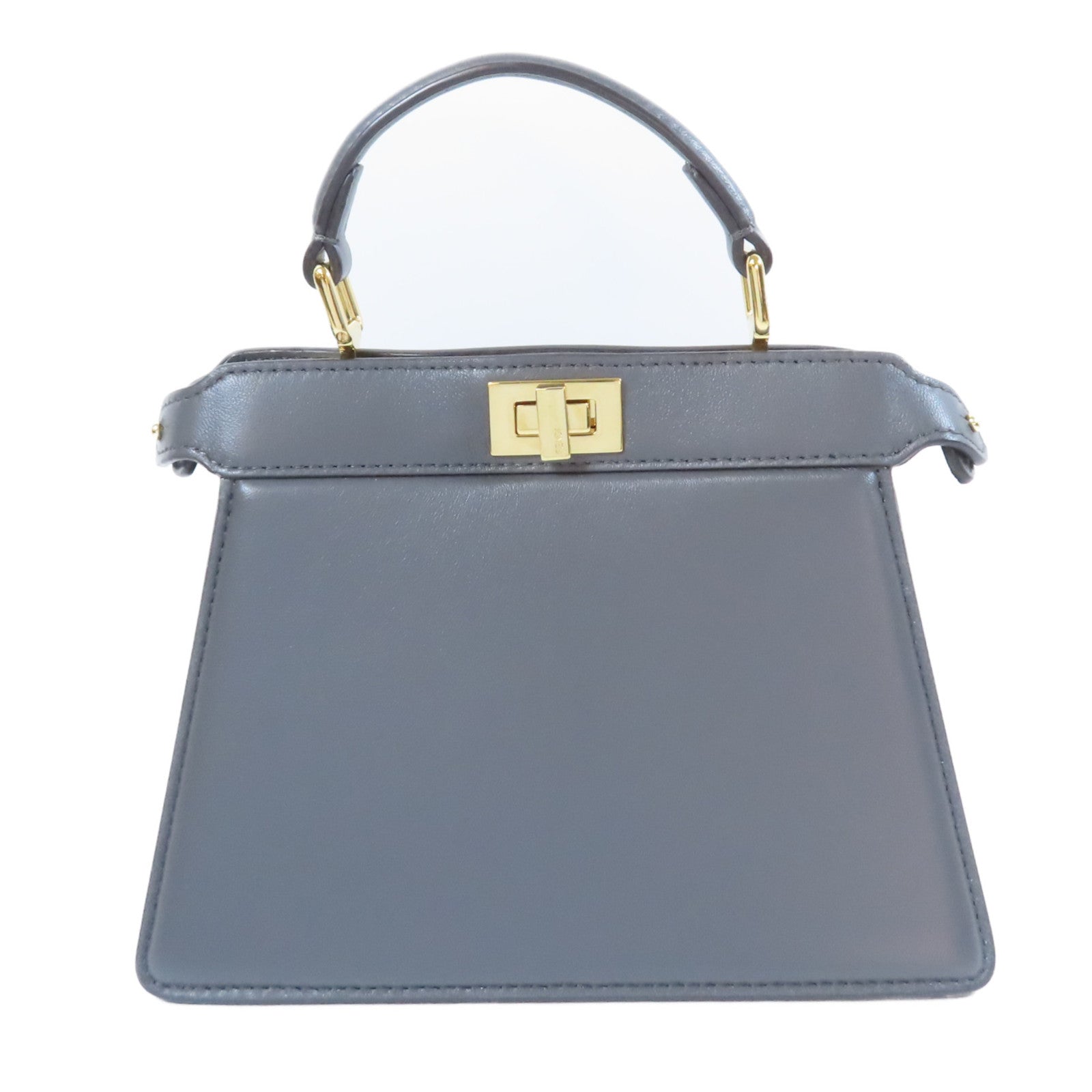 FENDI 牛皮皮革Peekaboo金扣手挽肩背兩用袋灰色
