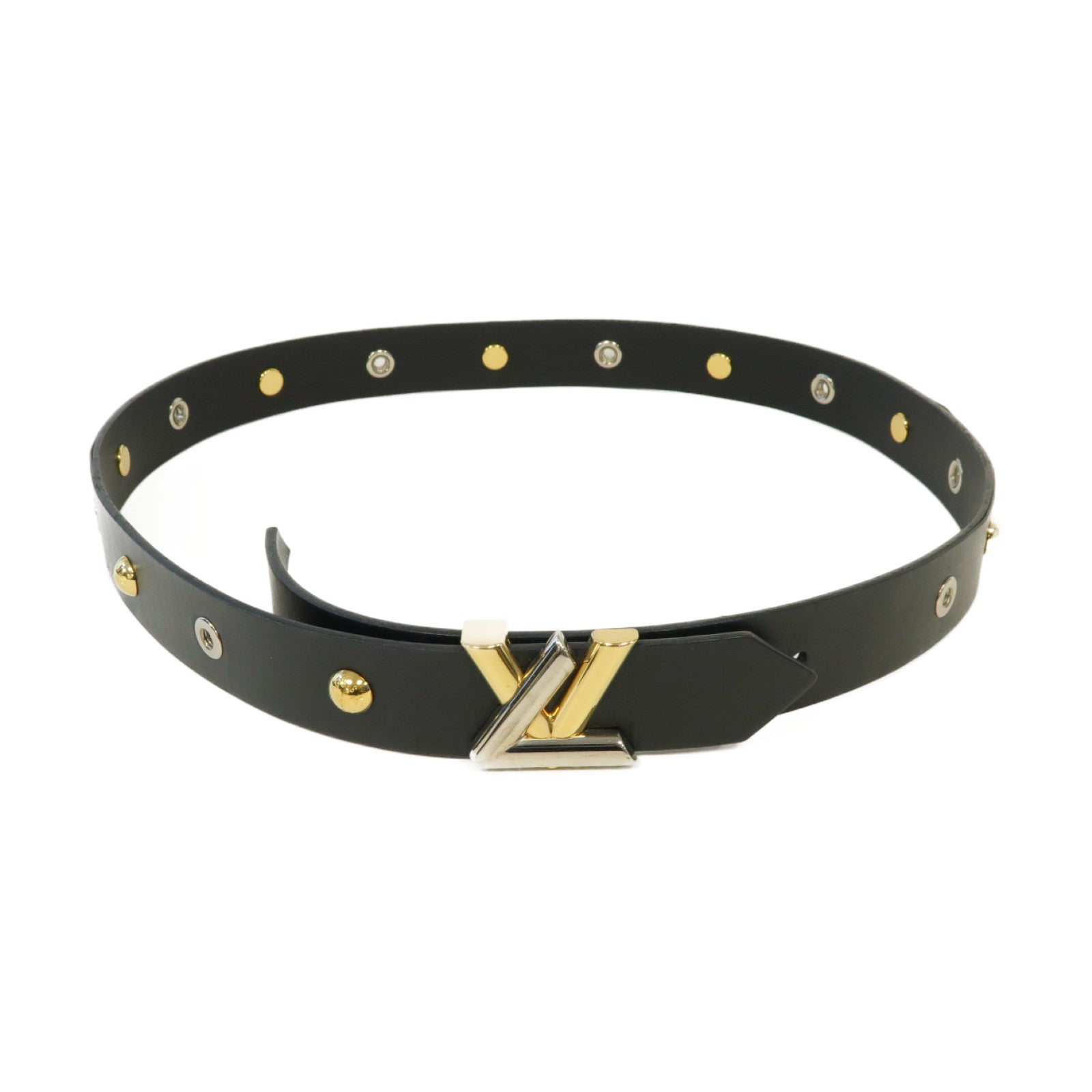 LOUIS VUITTON 牛皮皮革Belt金扣/銀扣皮帶黑色