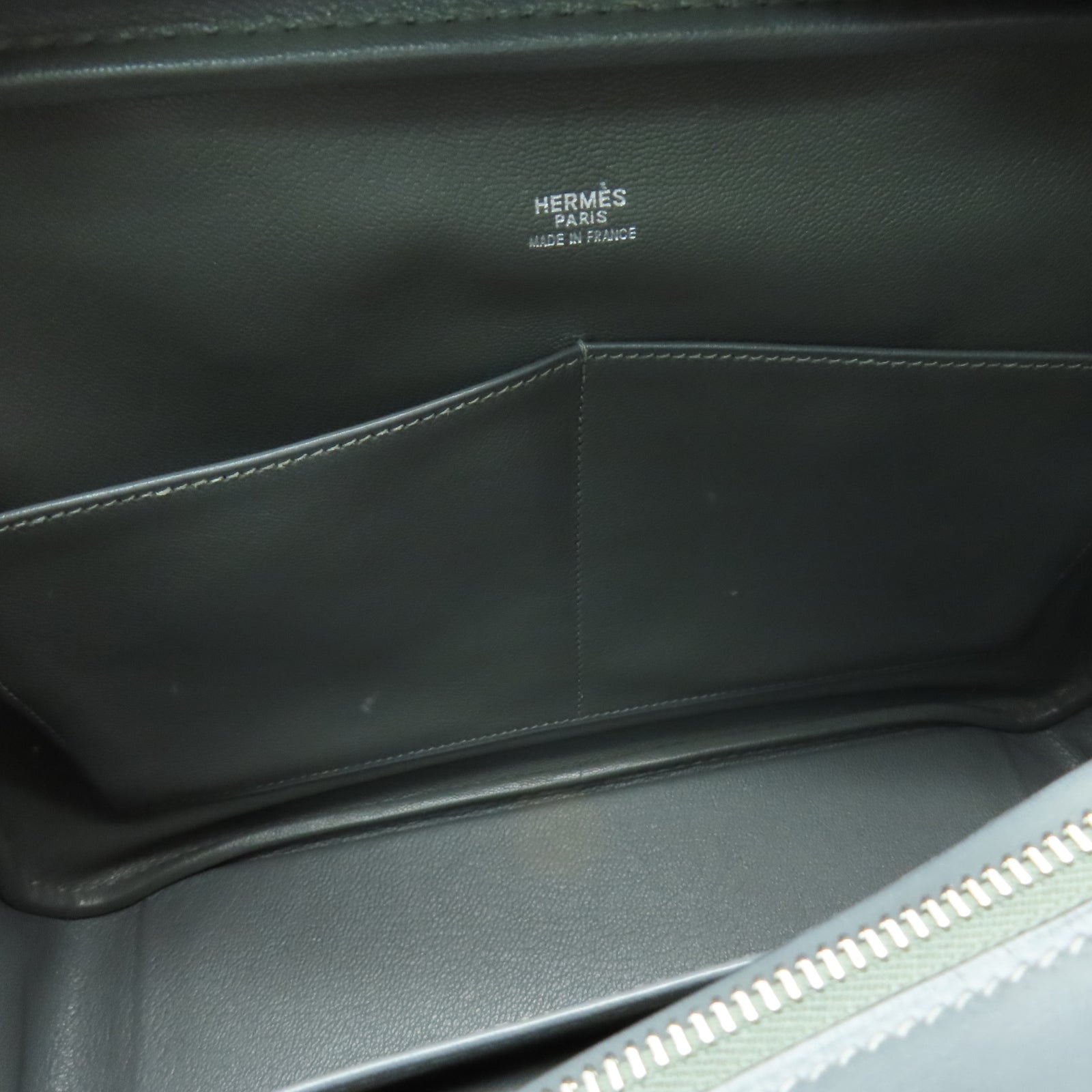 HERMES Box Calf皮革Plume 32銀扣手挽袋石墨灰色