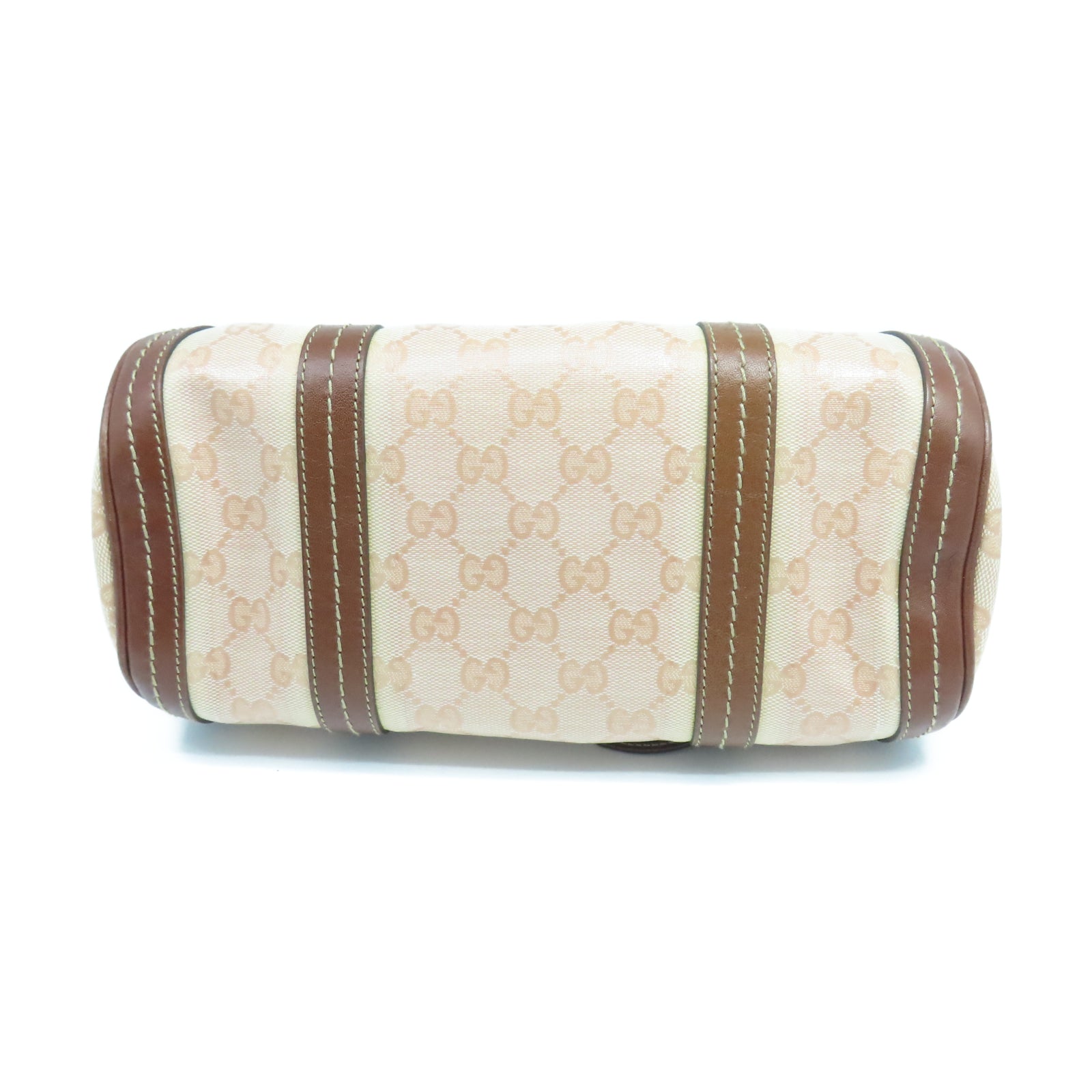 GUCCI 塗層帆布Ribbon金扣手挽袋棕色