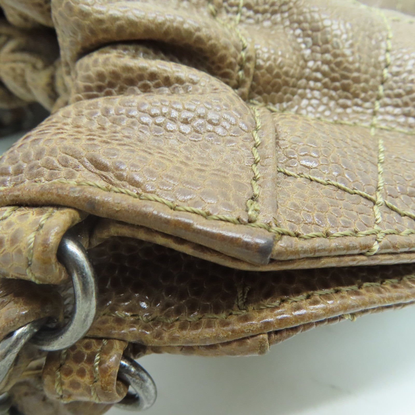 CHANEL 菱格牛皮皮革Totebag银扣手挽袋啡色