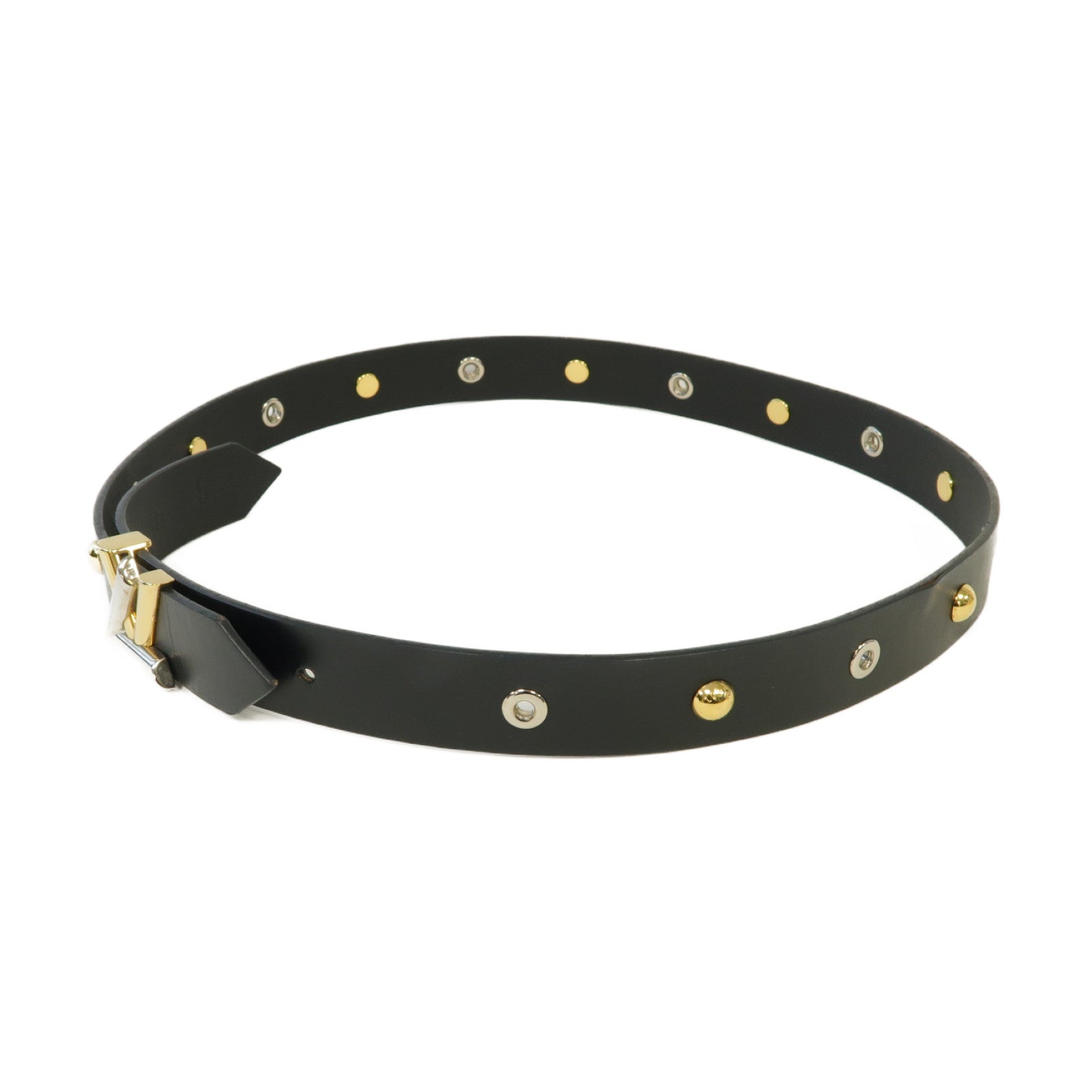 LOUIS VUITTON 牛皮皮革Belt金扣/銀扣皮帶黑色