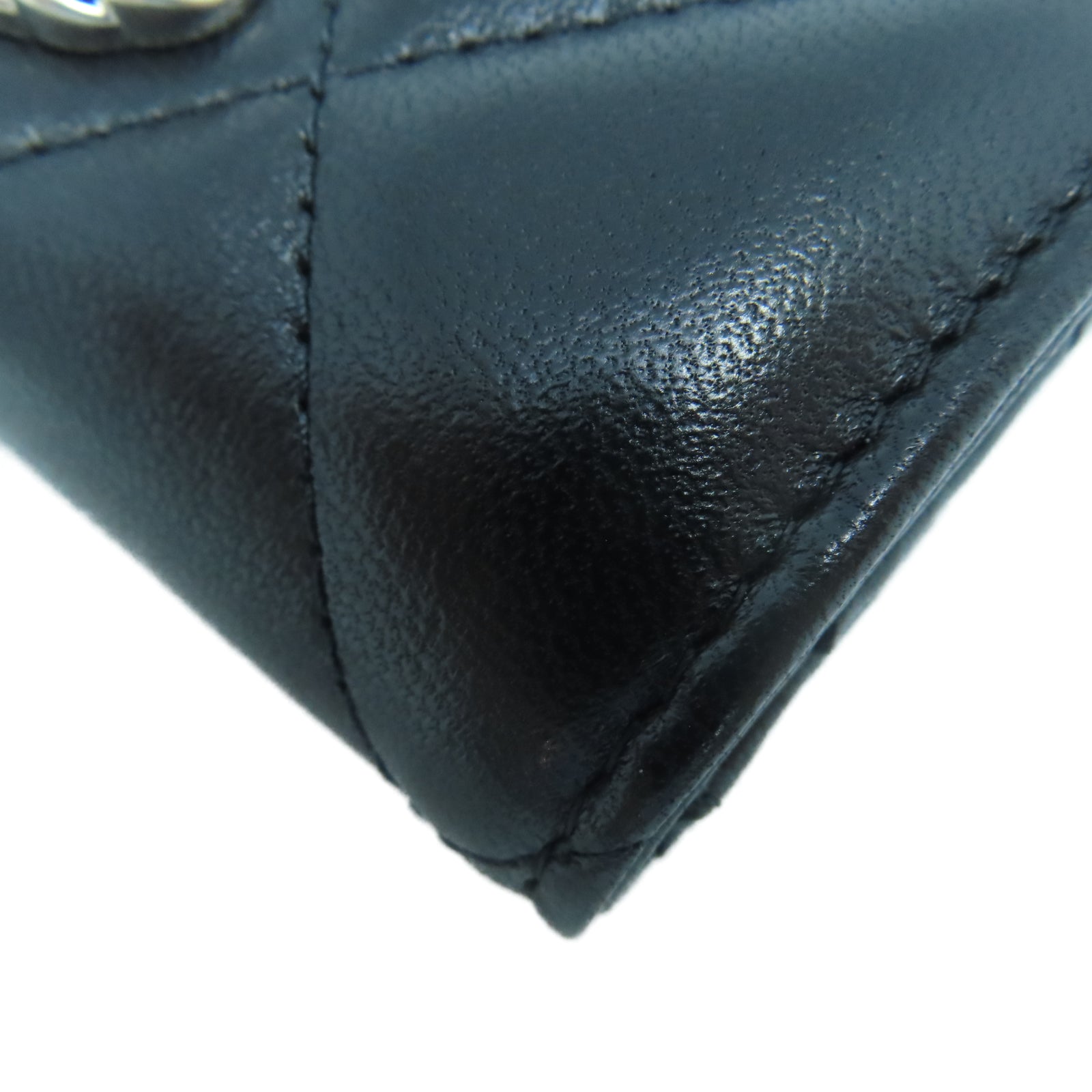 CHANEL 菱格羊皮皮革19 Card Case銀扣卡片包黑色