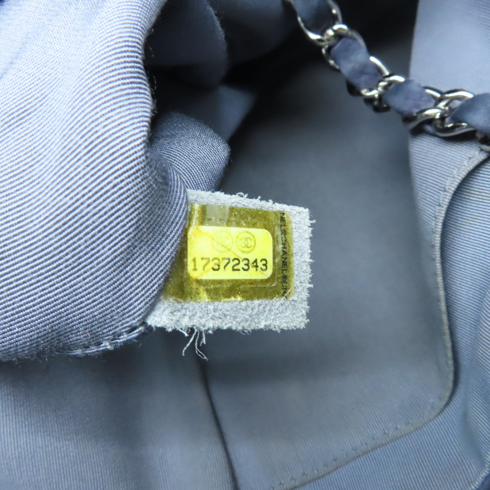 CHANEL 麂皮皮革2 Way Chain Shoulder銀扣手挽肩背兩用袋深藍色