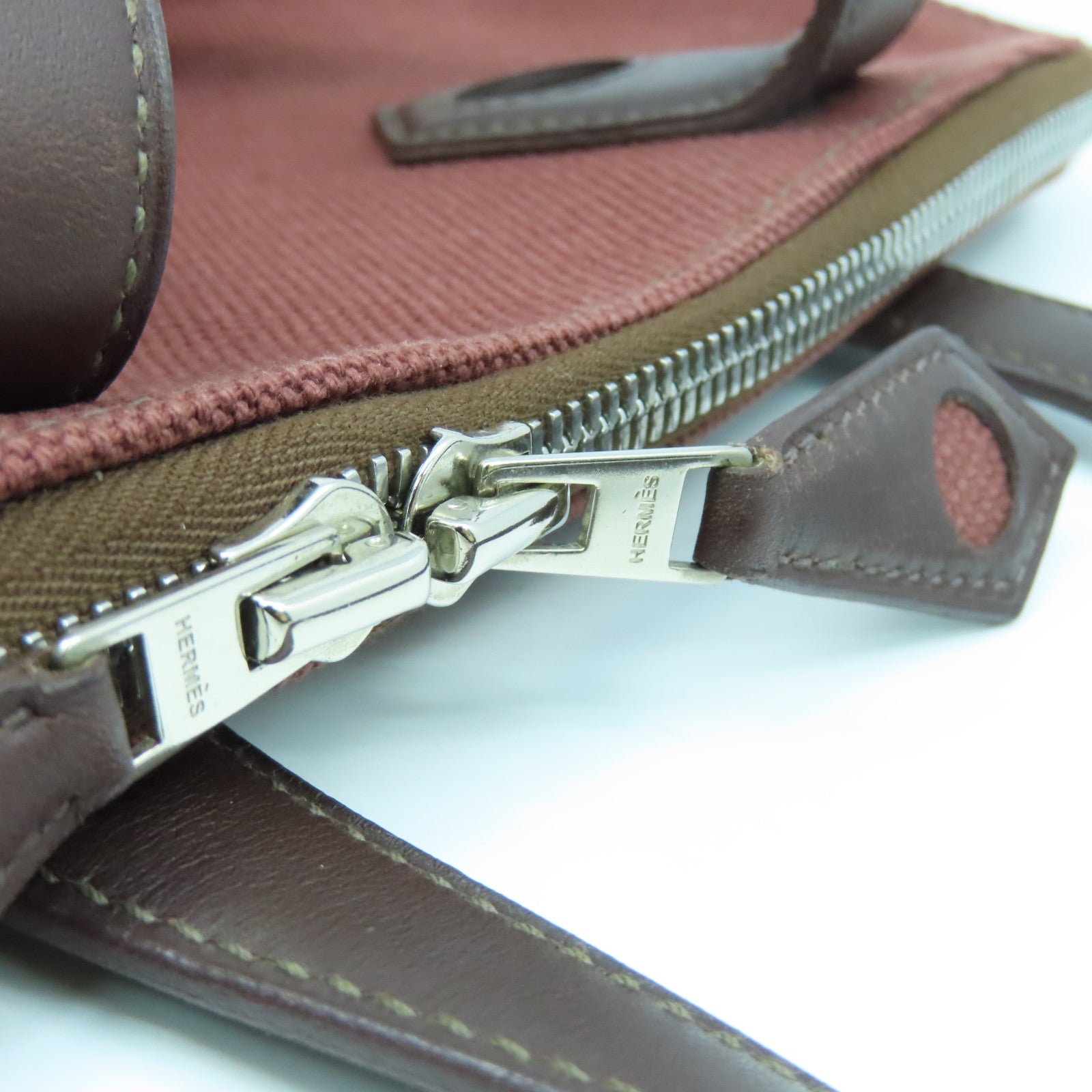 HERMES 帆布Hand Bag銀扣手挽袋紅色