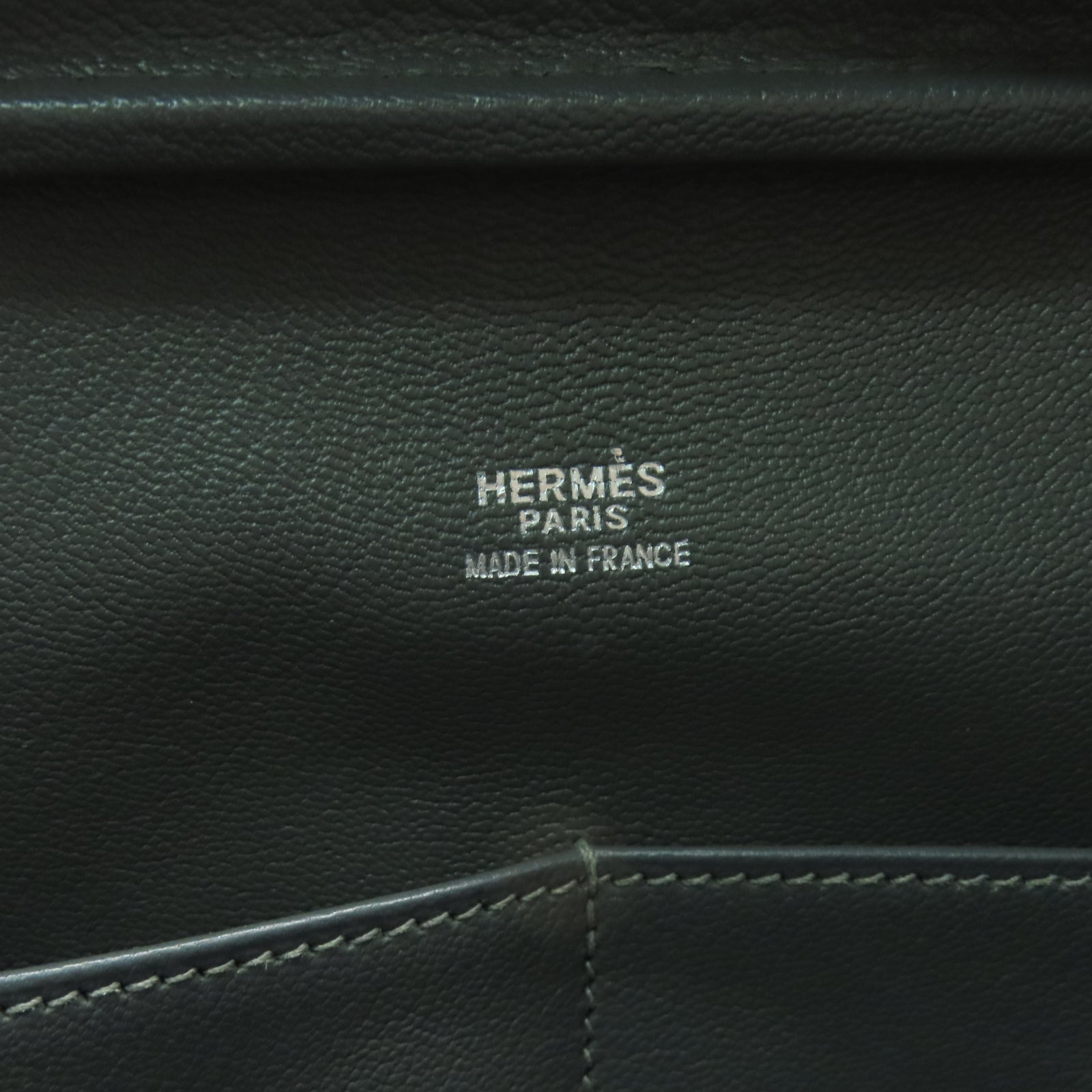 HERMES Box Calf皮革Plume 32銀扣手挽袋石墨灰色