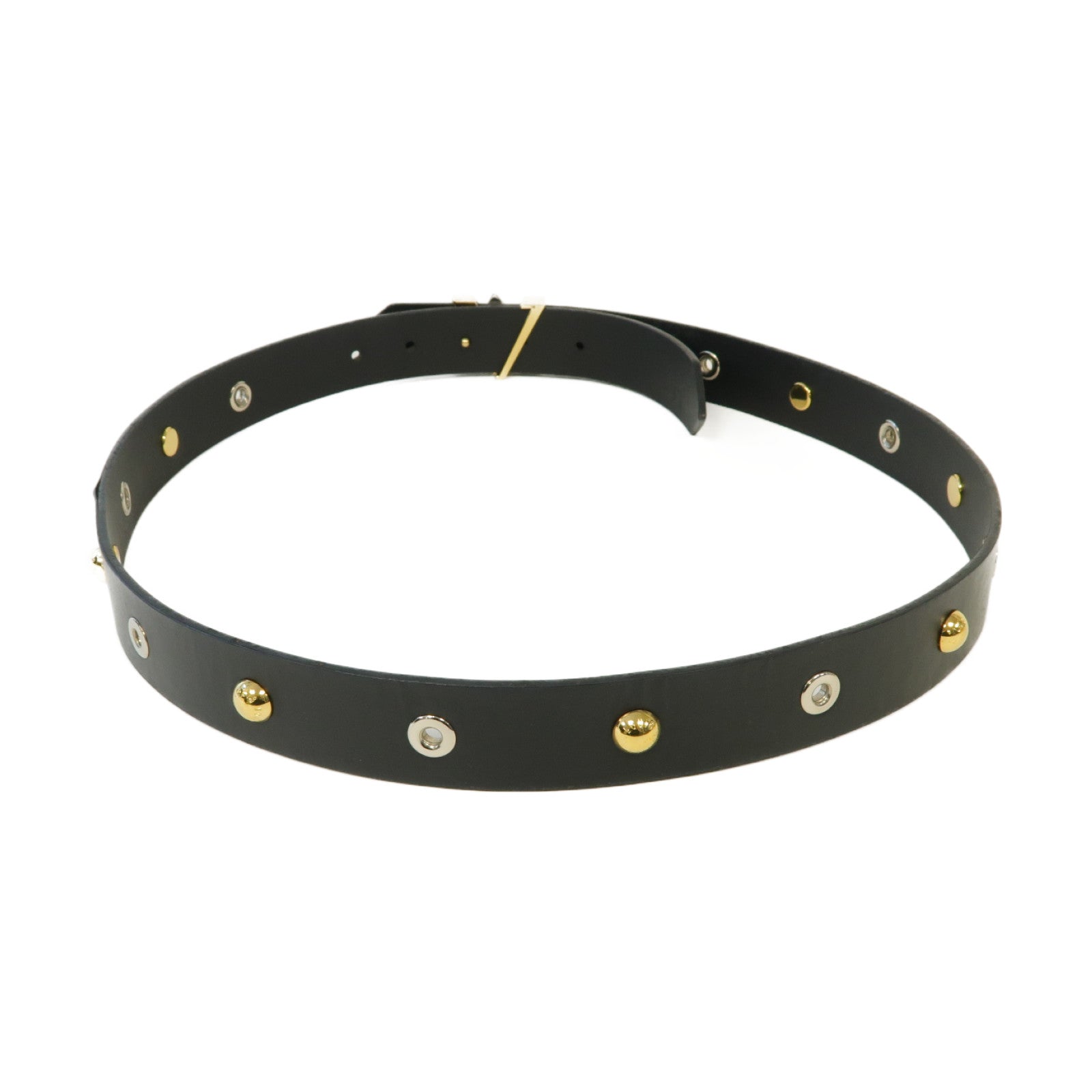 LOUIS VUITTON 牛皮皮革Belt金扣/銀扣皮帶黑色