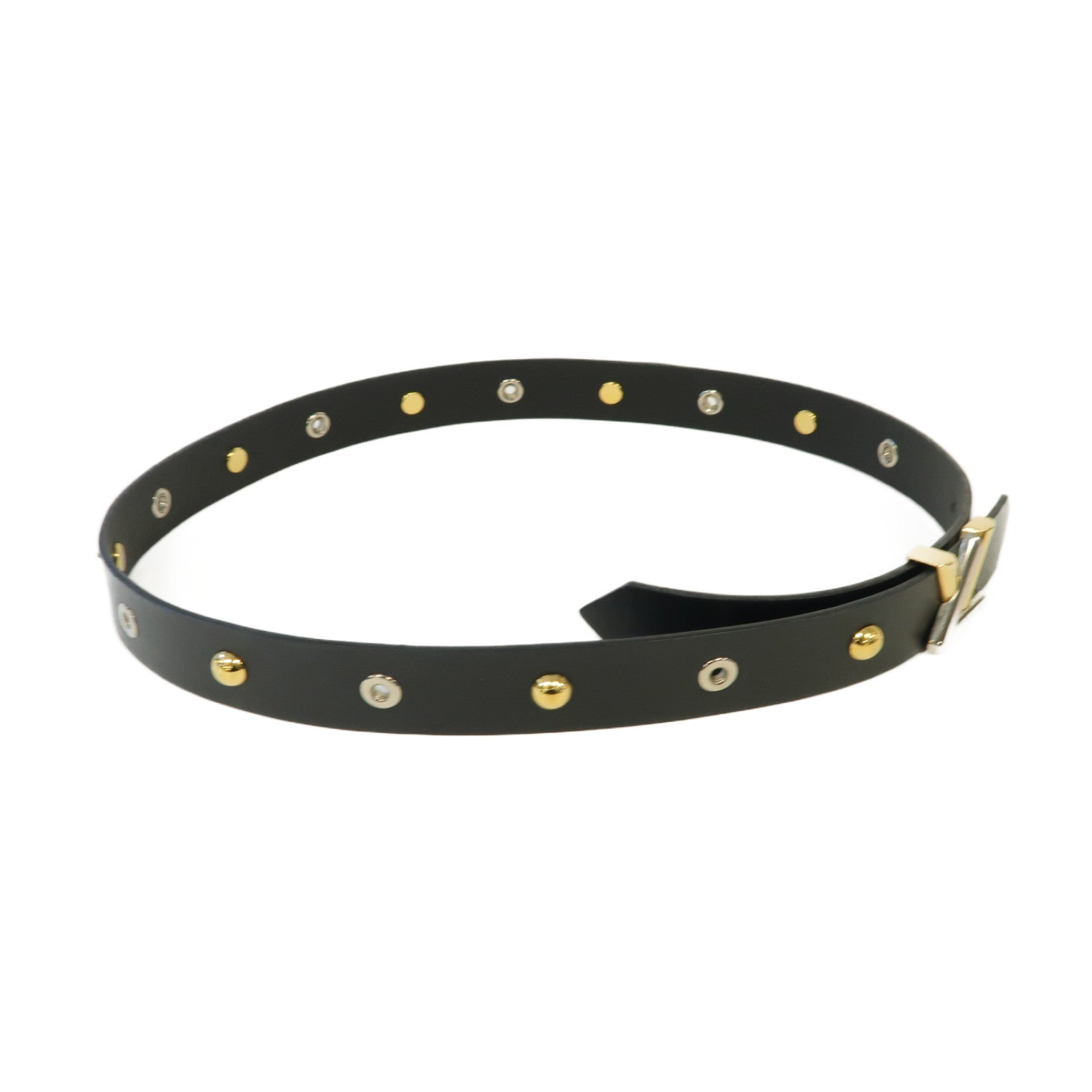 LOUIS VUITTON 牛皮皮革Belt金扣/銀扣皮帶黑色