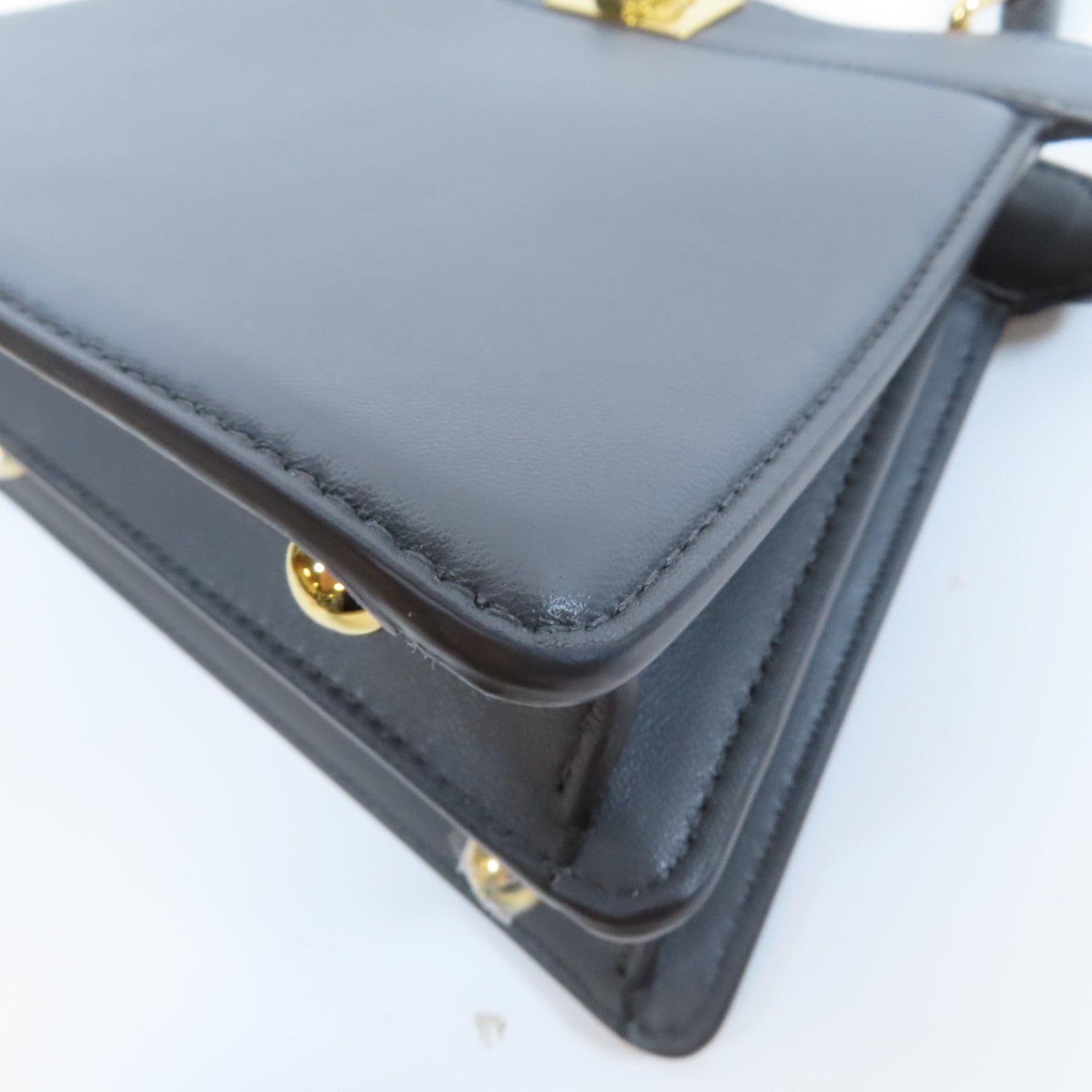 FENDI 牛皮皮革Peekaboo金扣手挽肩背兩用袋灰色
