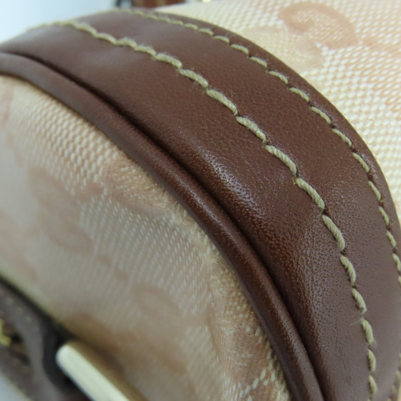 GUCCI 塗層帆布Ribbon金扣手挽袋棕色