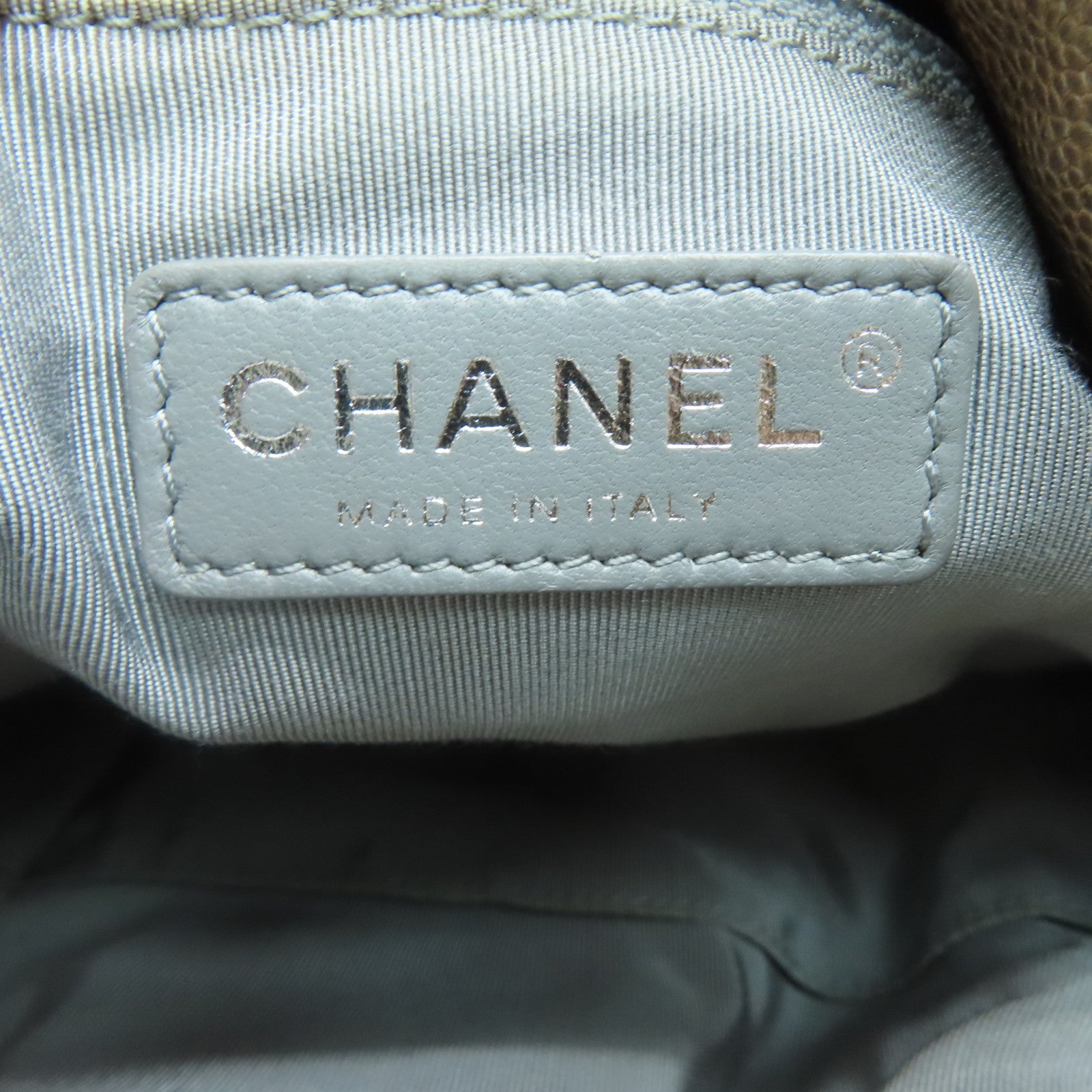CHANEL 菱格牛皮皮革Totebag银扣手挽袋啡色