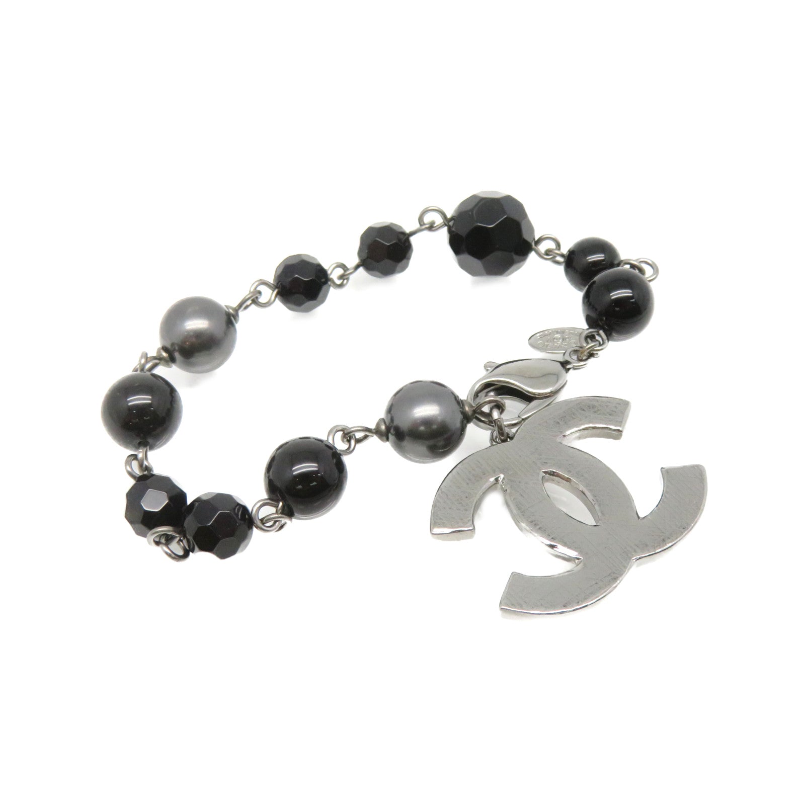 CHANEL 金属/PVC Bracelet手链黑色/银色