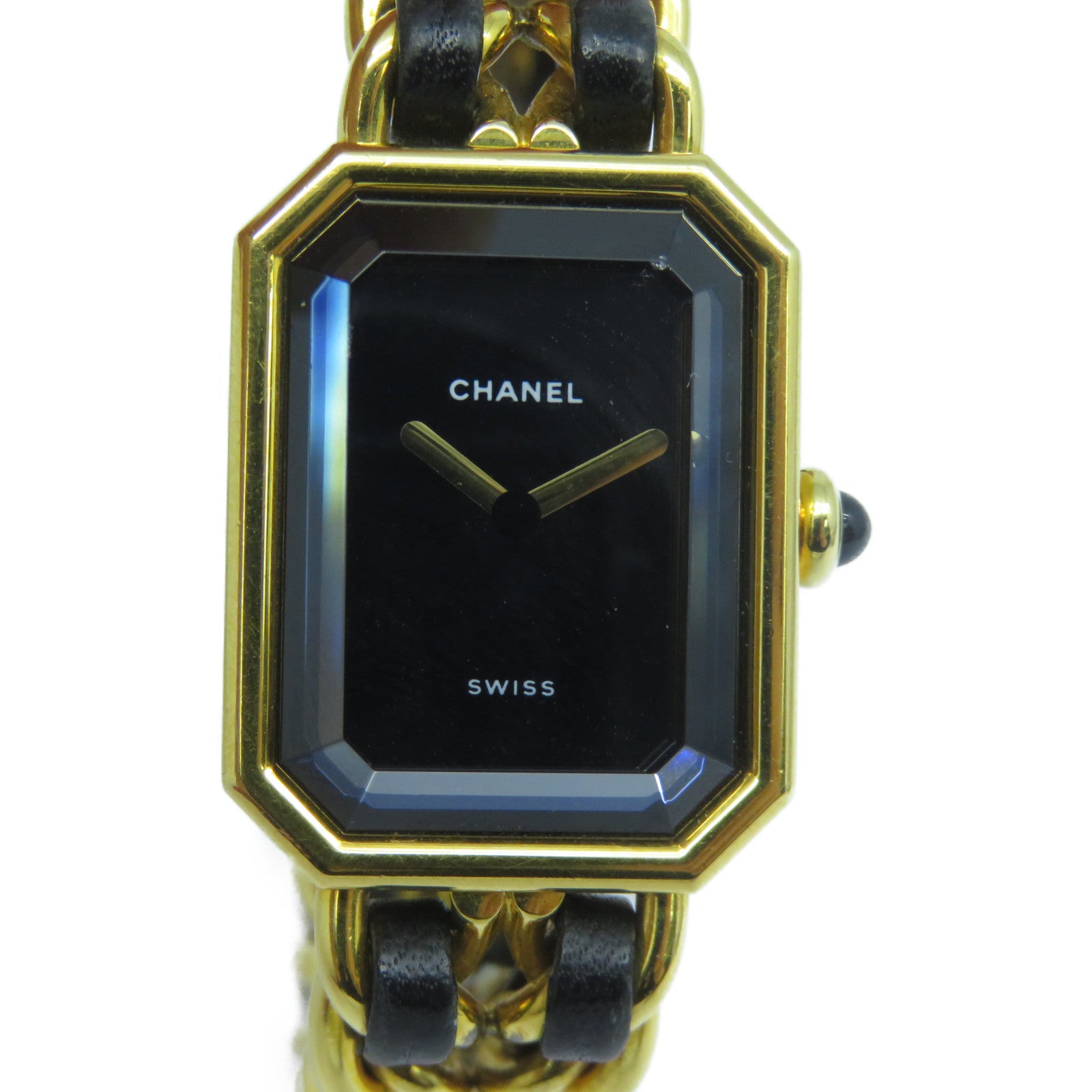CHANEL Premiere M鍍金石英機芯手錶黑色/金色