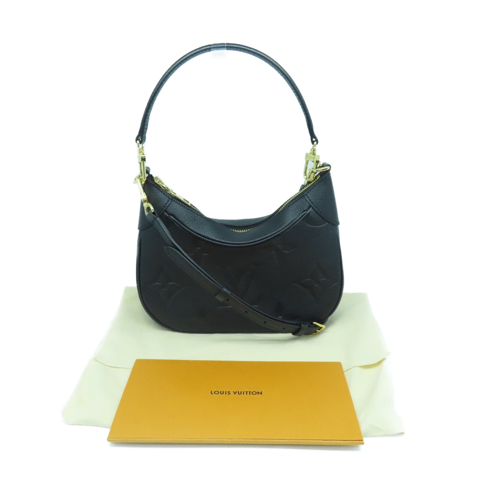 LOUIS VUITTON Monogram Empreinte Bagatelle gold buckle shoulder shoulder bag black
