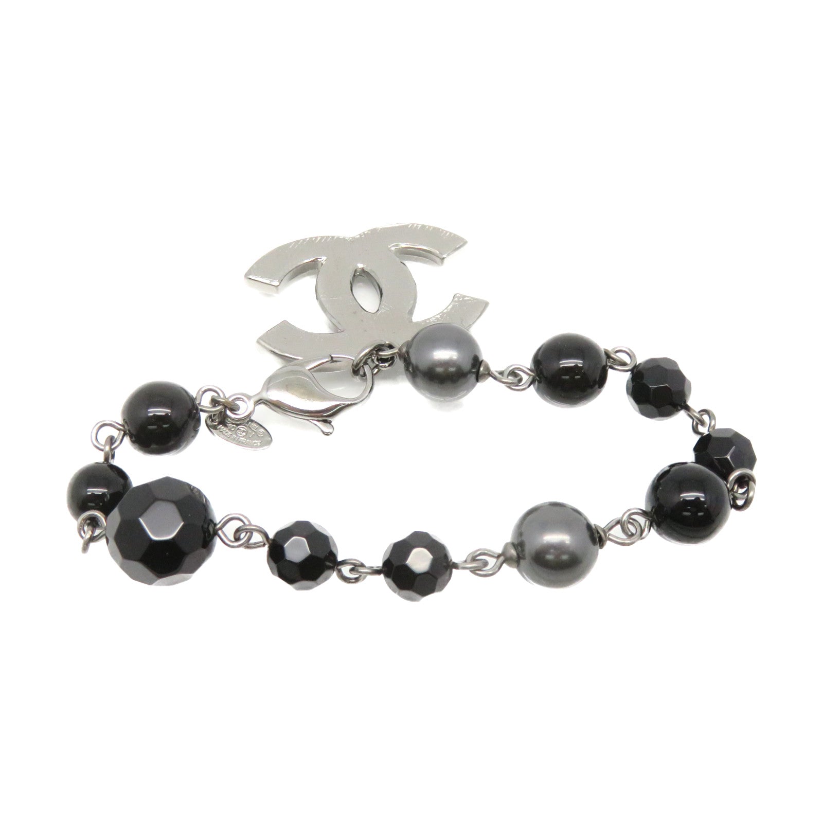 CHANEL 金属/PVC Bracelet手链黑色/银色