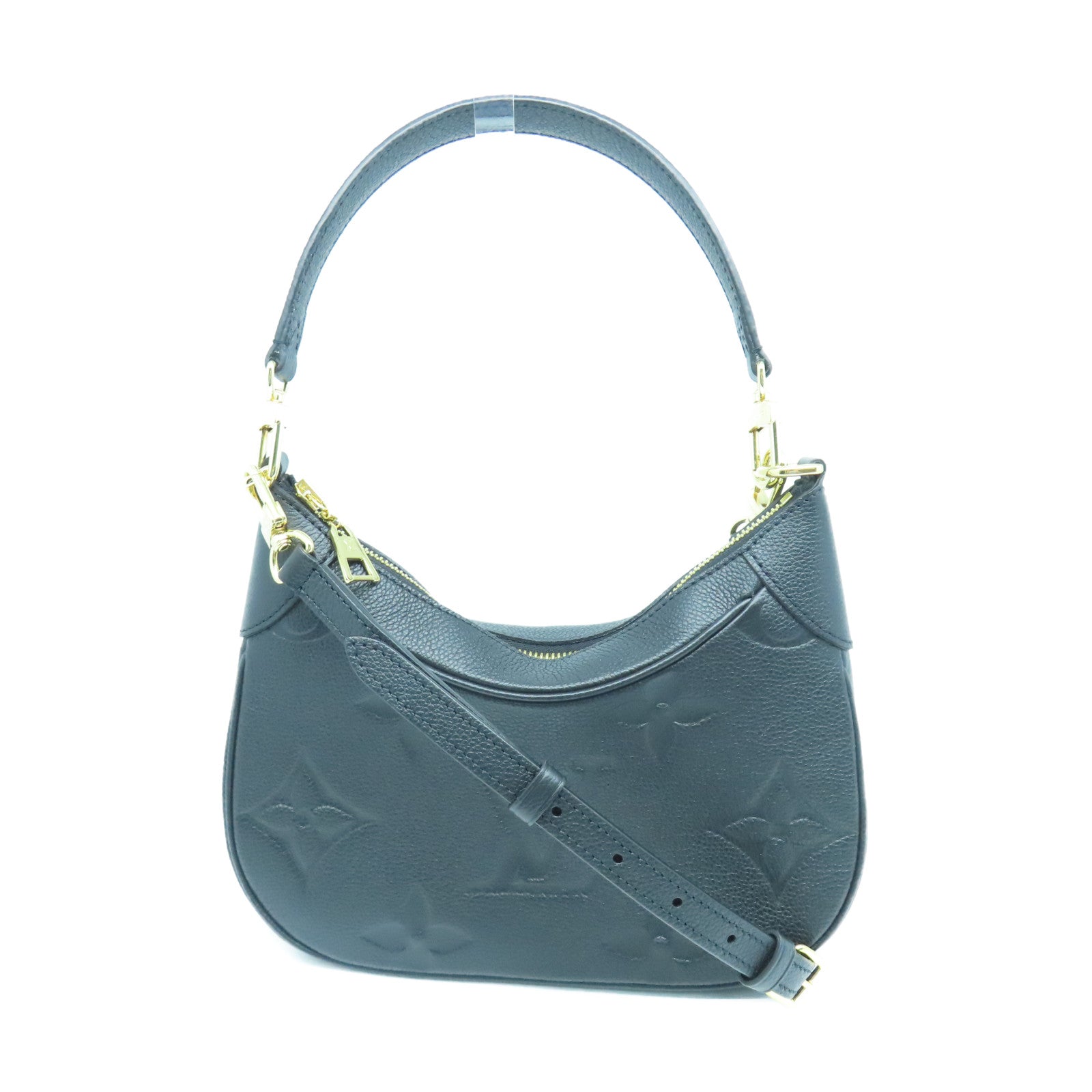 LOUIS VUITTON Monogram Empreinte Bagatelle gold buckle shoulder shoulder bag black