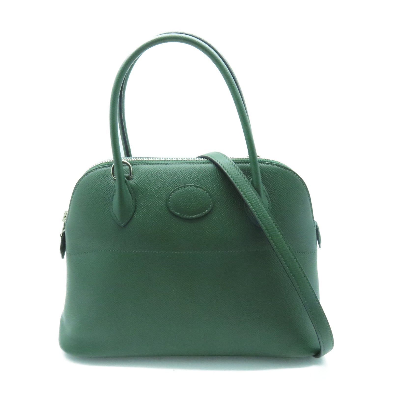 HERMES Epsom皮革Bolide 27 Hand Bag银扣手挽袋绿色