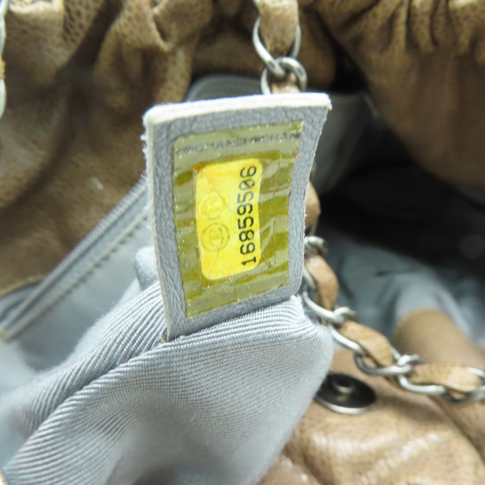 CHANEL 菱格牛皮皮革Totebag银扣手挽袋啡色
