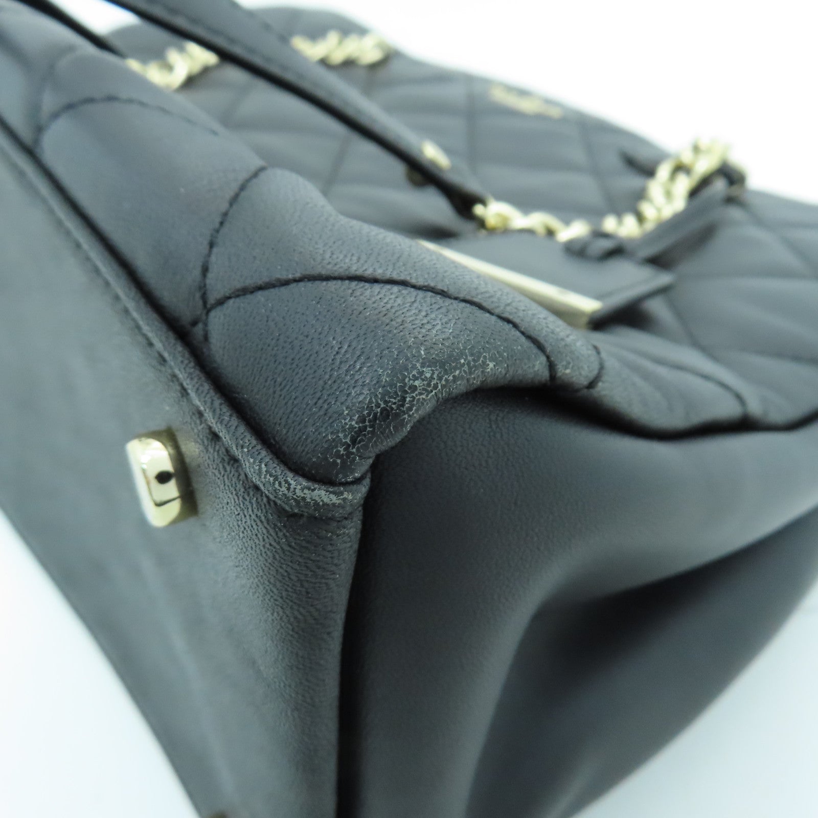 Kate Spade 【激減優惠】牛皮皮革Tote Bag銀扣鏈帶肩背袋黑色