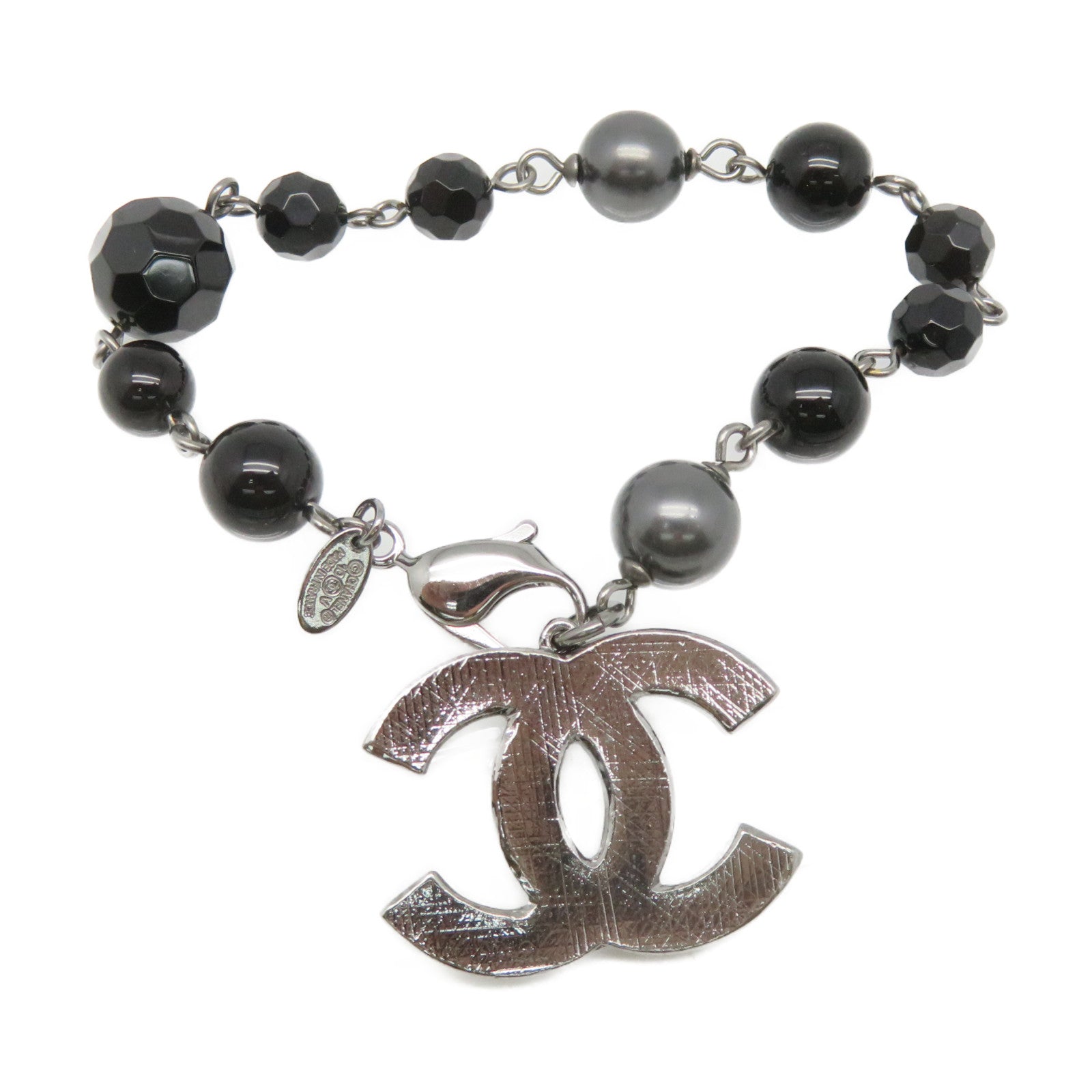 CHANEL 金属/PVC Bracelet手链黑色/银色