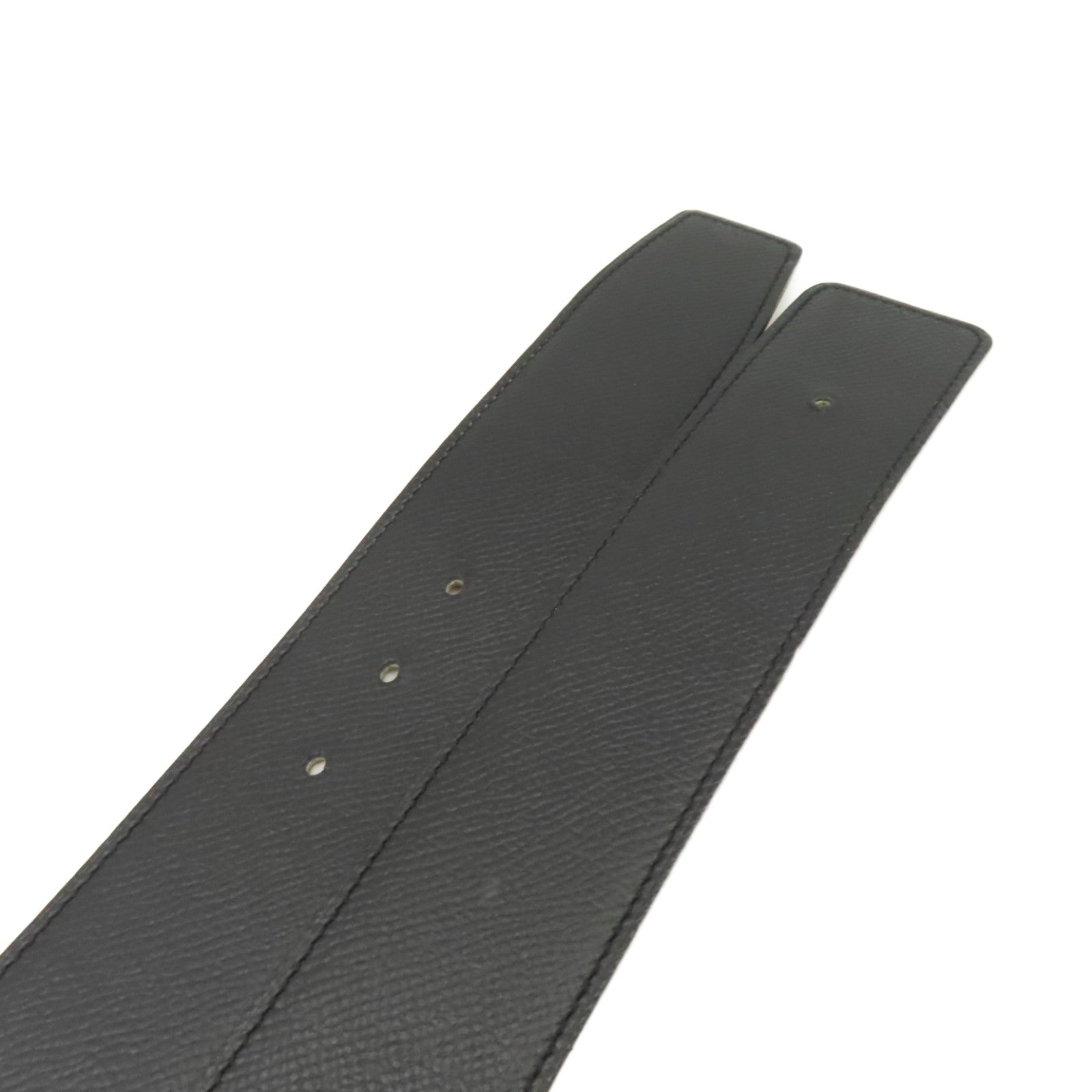 HERMES Epsom皮革Reversible Leather Strap Belt金扣皮帶黑色/棕色