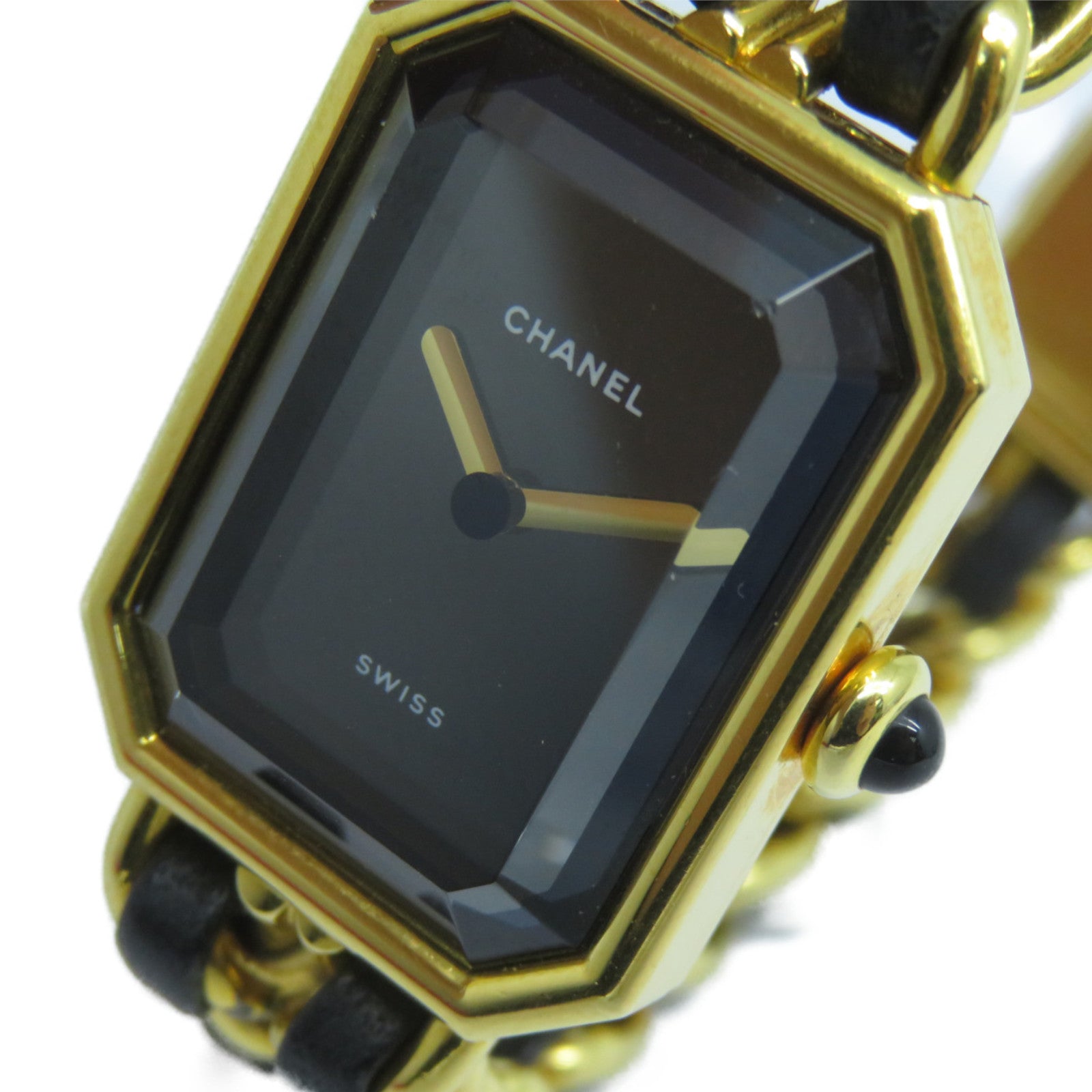 CHANEL Premiere M鍍金石英機芯手錶黑色/金色