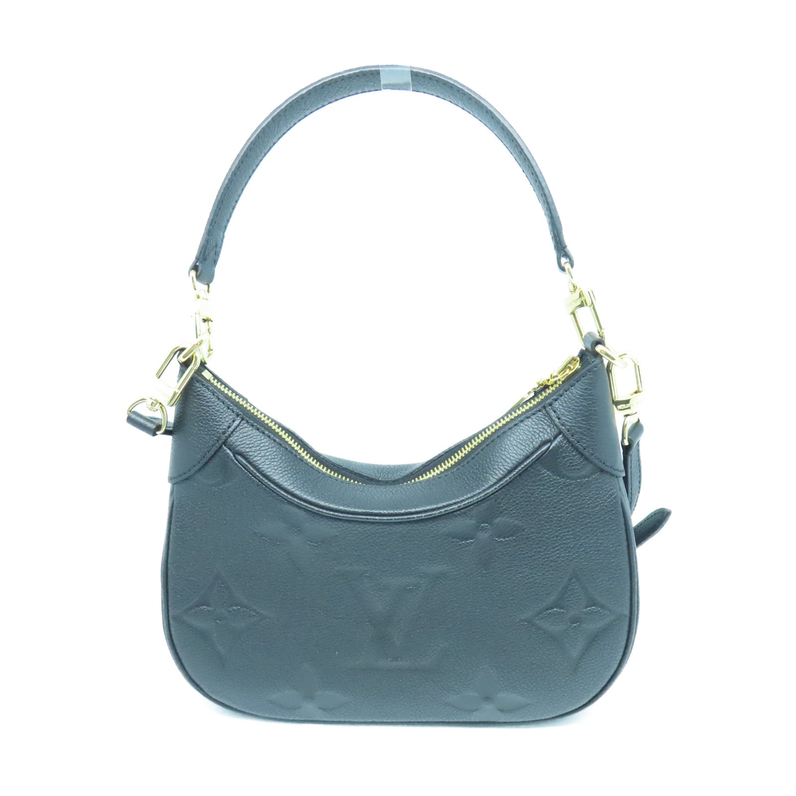 LOUIS VUITTON Monogram Empreinte Bagatelle gold buckle shoulder shoulder bag black
