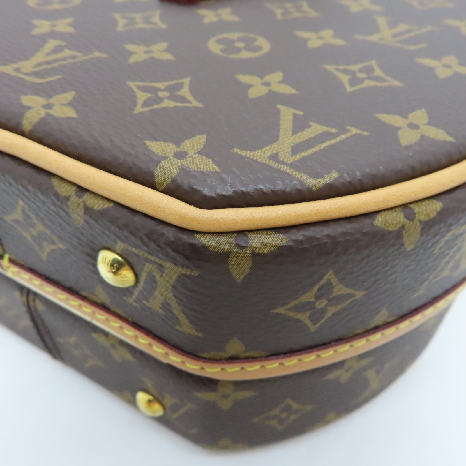 LOUIS VUITTON Monogram Bolite Petite Chapeau Gold Buckle Shoulder Bag Brown