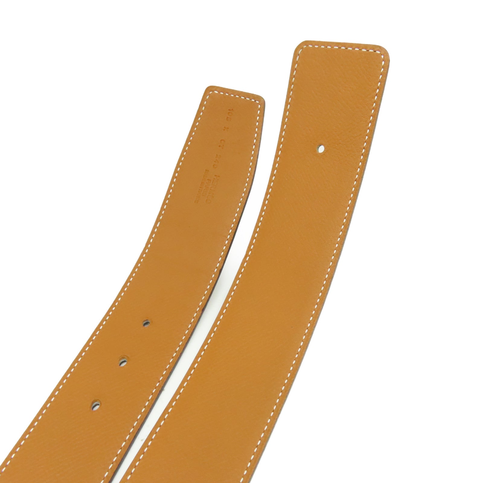 HERMES Epsom皮革Reversible Leather Strap Belt金扣皮帶黑色/棕色