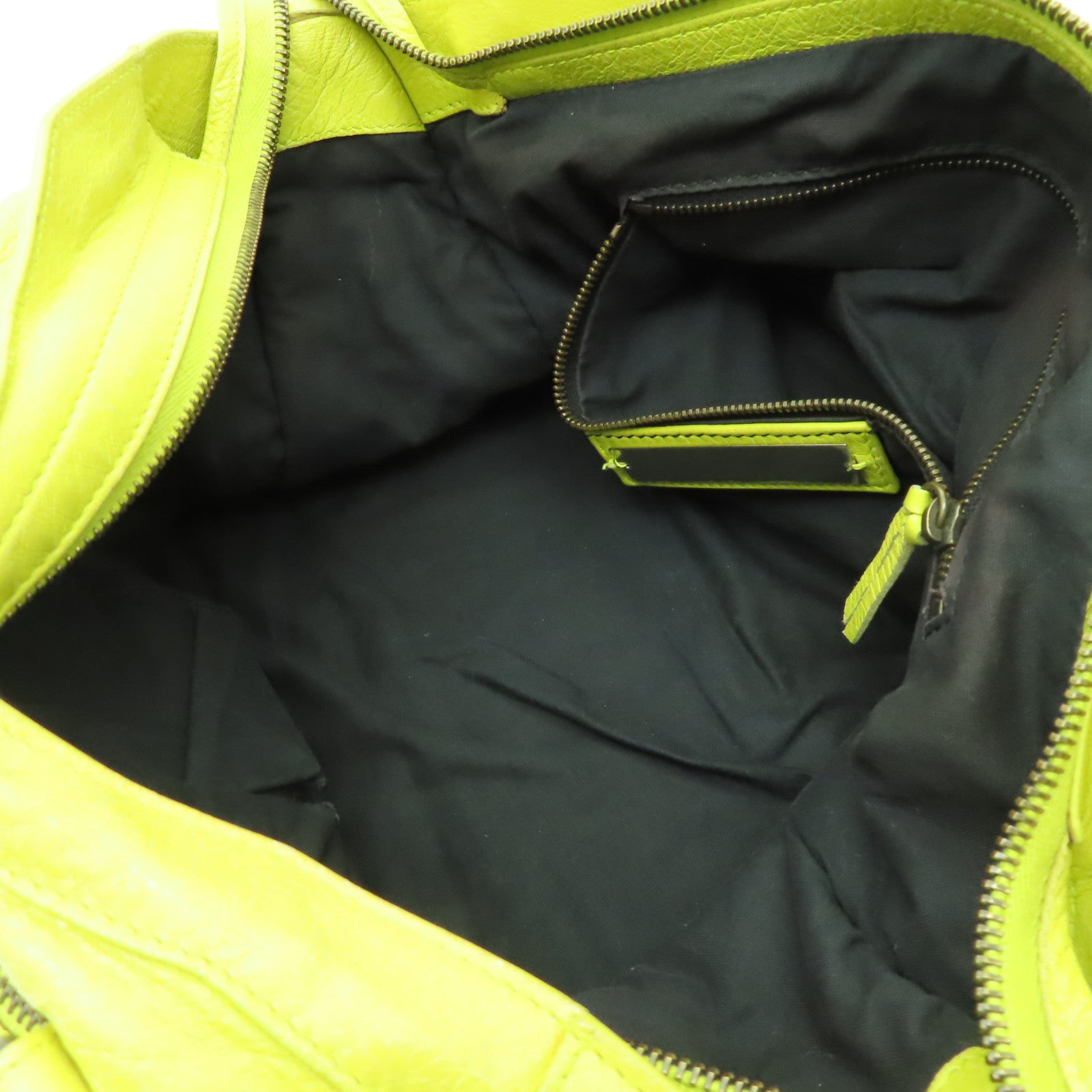 BALENCIAGA 羊皮皮革City黑扣手挽肩背兩用袋黃色