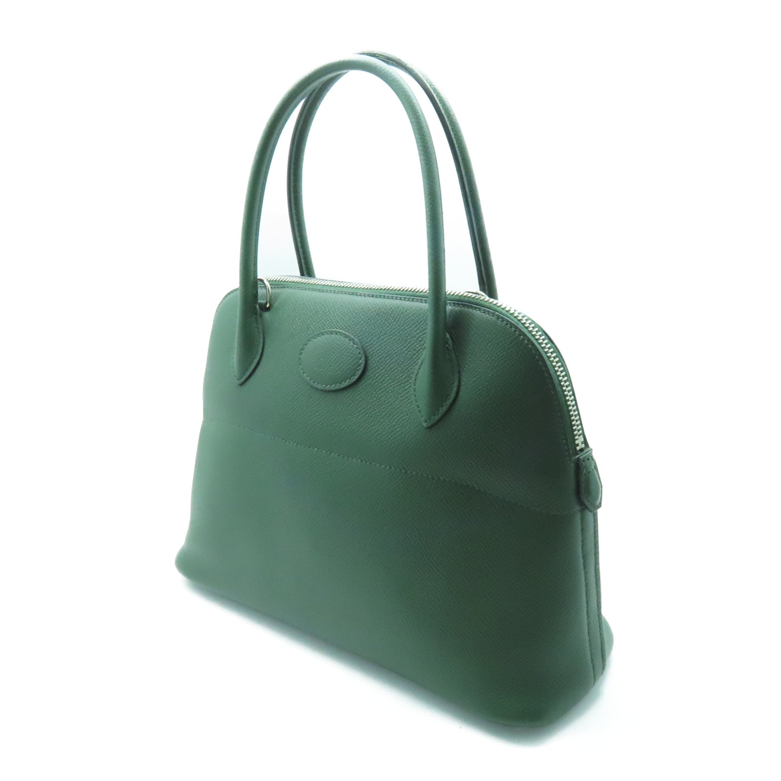 HERMES Epsom皮革Bolide 27 Hand Bag银扣手挽袋绿色