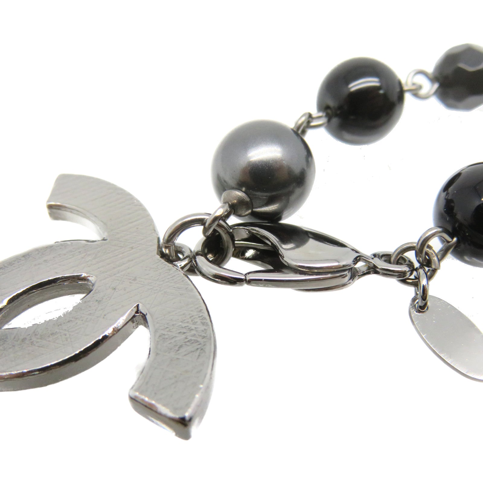 CHANEL 金属/PVC Bracelet手链黑色/银色