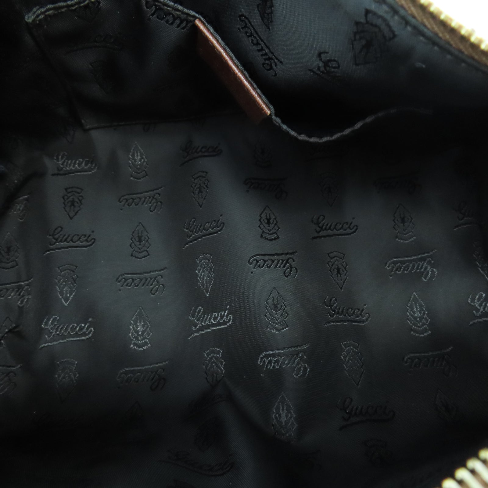 GUCCI 塗層帆布Ribbon金扣手挽袋棕色