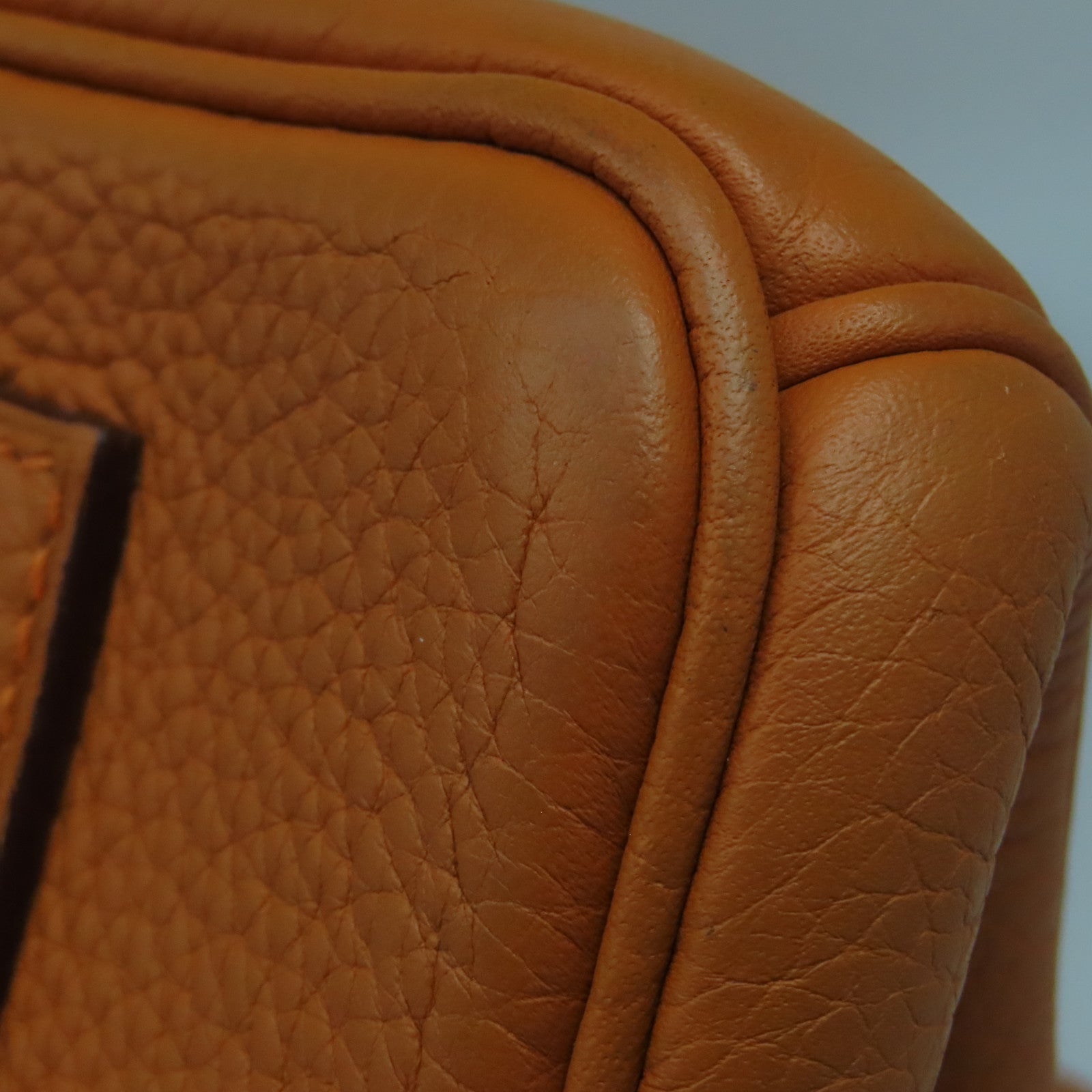 HERMES Clemence皮革Shoulder Birkin銀扣手挽袋/肩背袋橙色