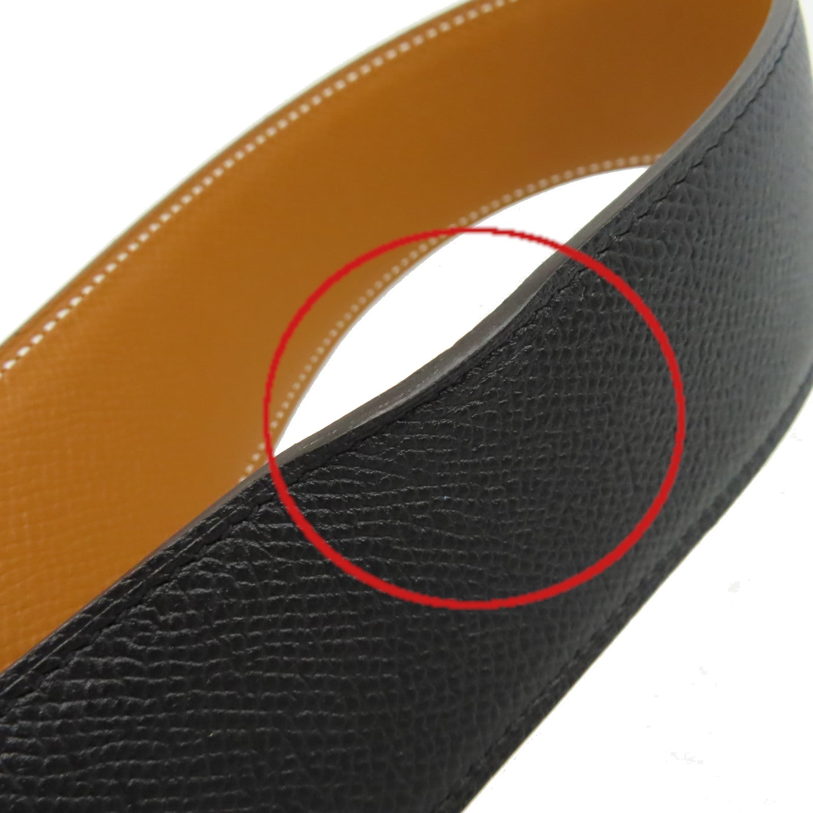 HERMES Epsom皮革Reversible Leather Strap Belt金扣皮帶黑色/棕色
