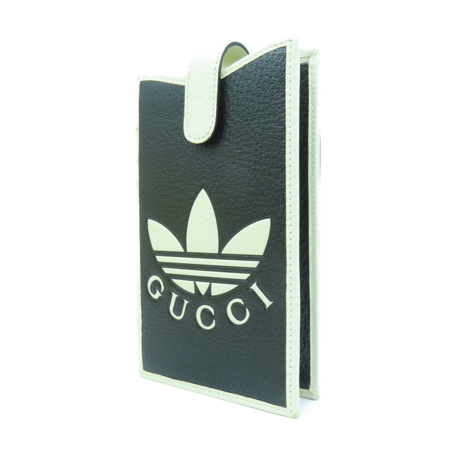 GUCCI 牛皮皮革Gucci x Addias Phone case金扣肩背袋黑色/白色