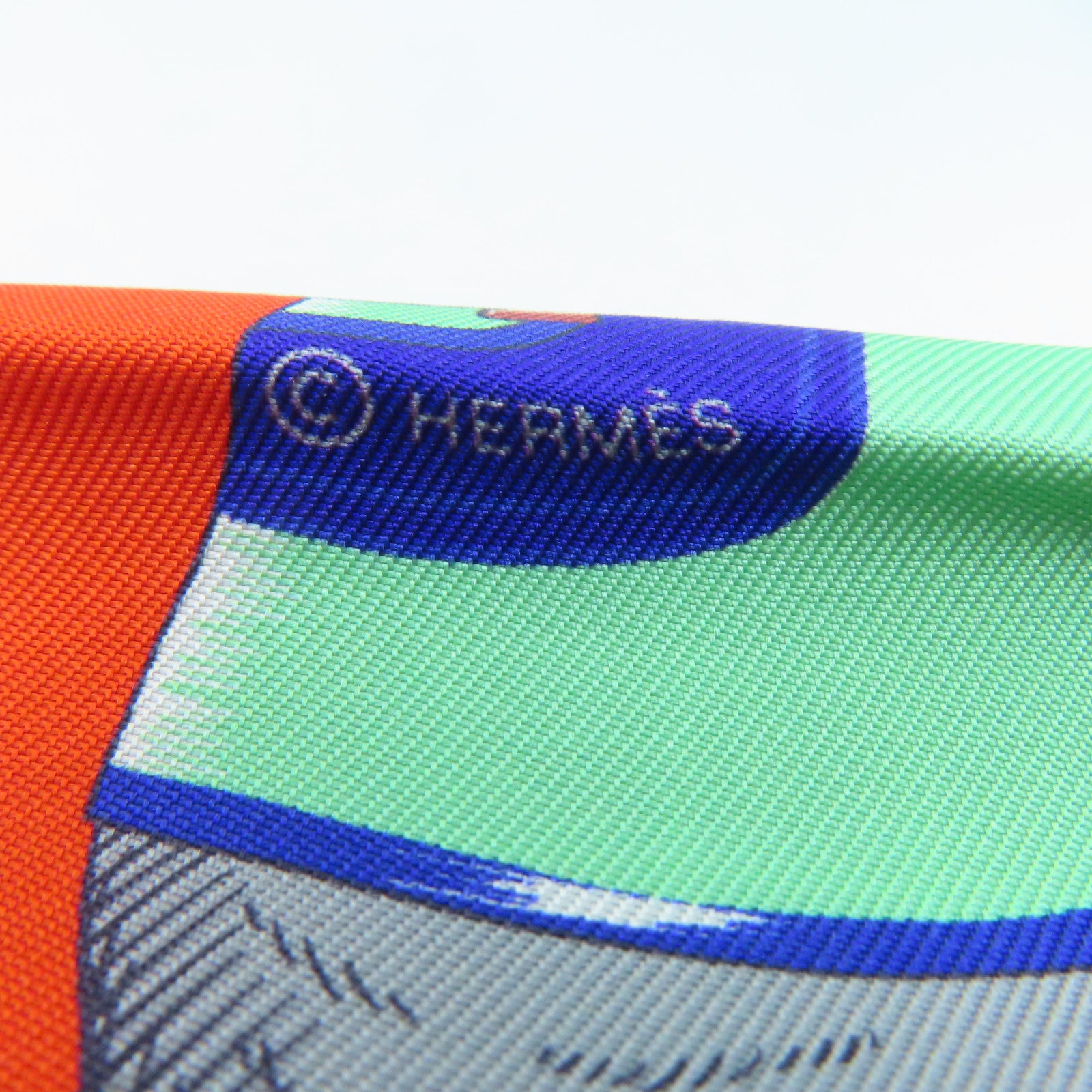 HERMES Silk Maxi Twilly Scrafs Orange/Blue