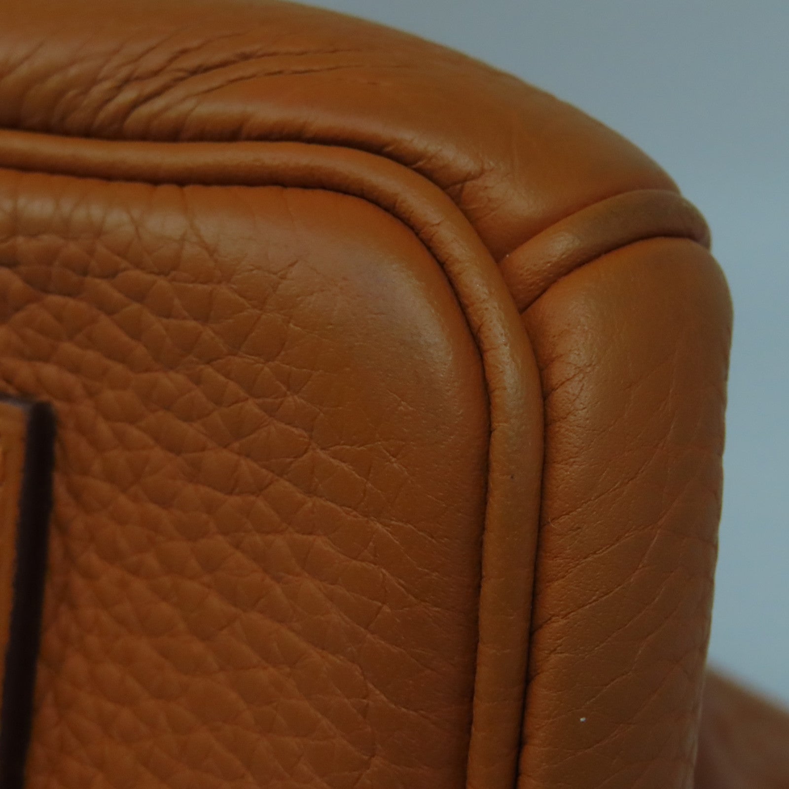 HERMES Clemence皮革Shoulder Birkin銀扣手挽袋/肩背袋橙色